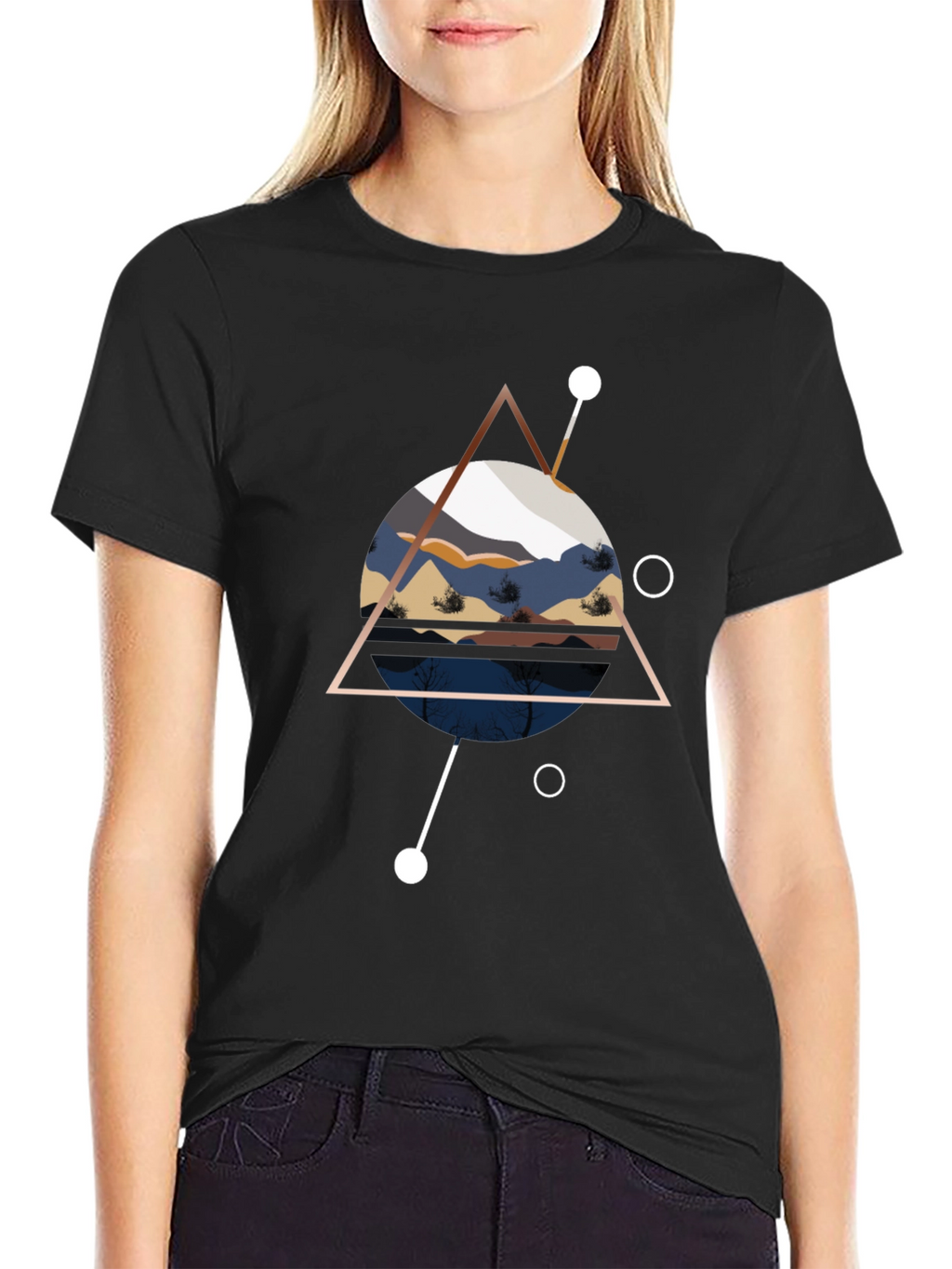 Geometric Mountainscape Black T-Shirt