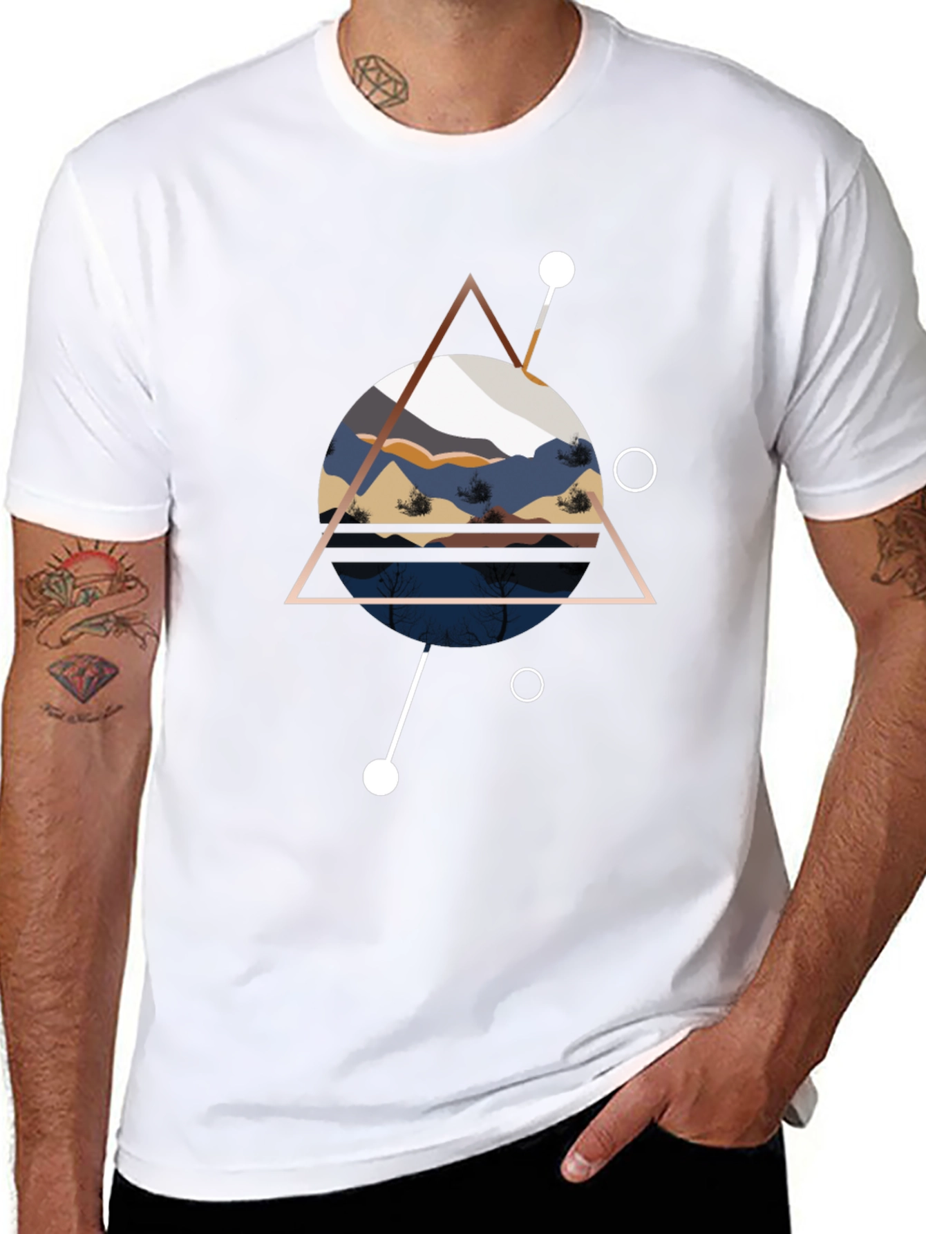 Geometric Mountainscape Black T-Shirt