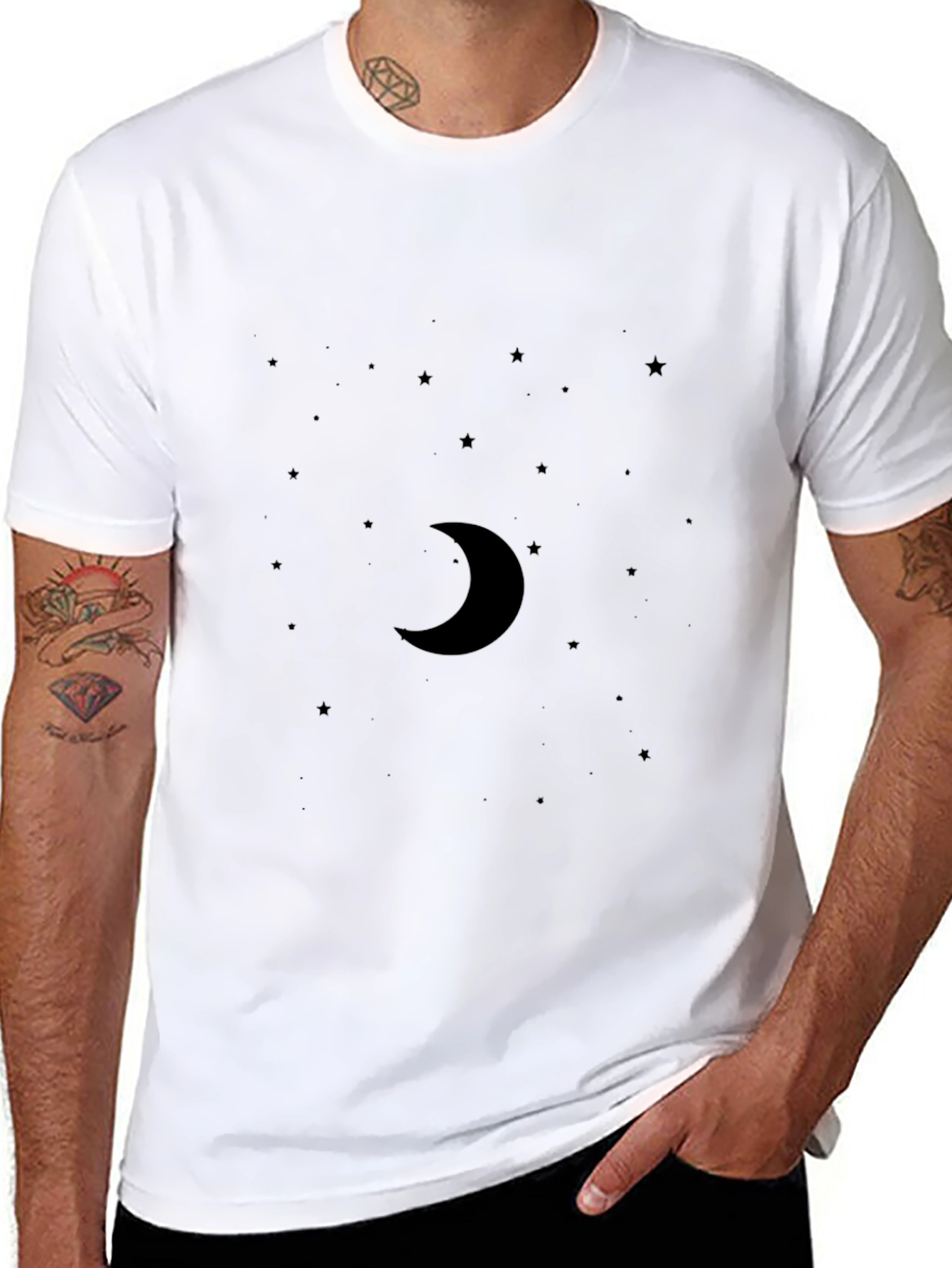 Midnight Moon Graphic Tee - Soft Black Cotton