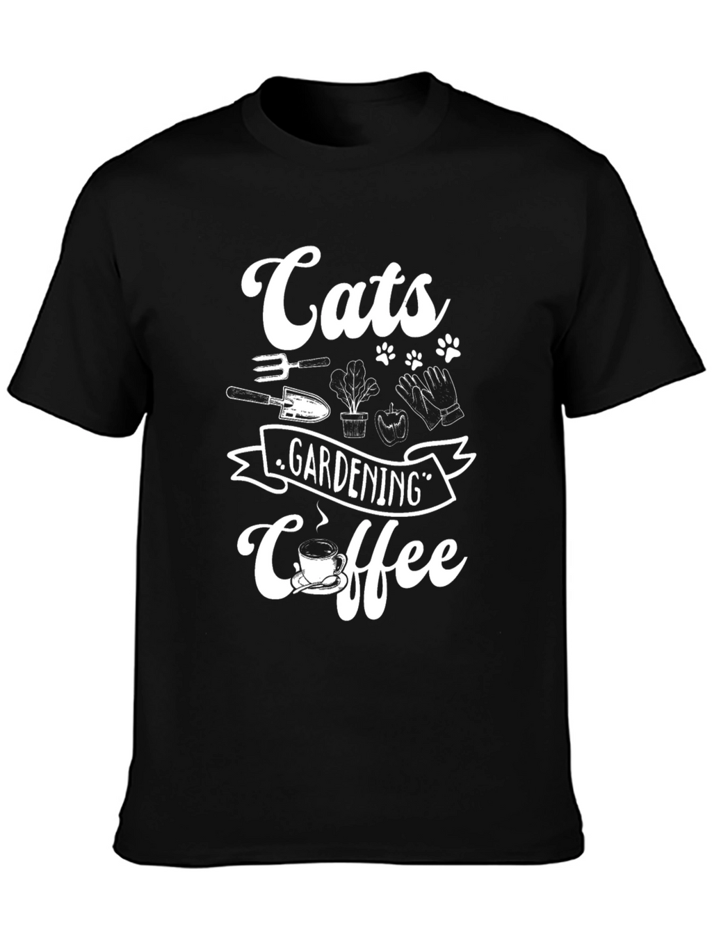 Cats Gardening Coffee Graphic T-Shirt