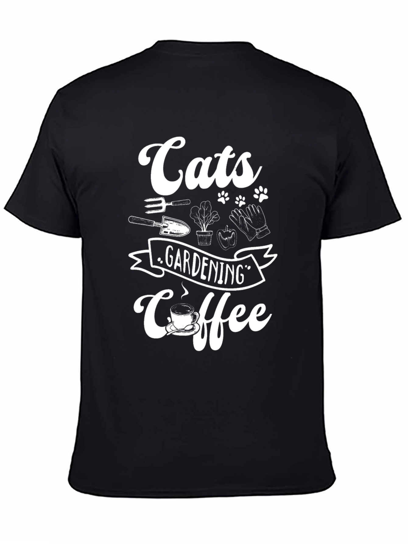 Cats Gardening Coffee Graphic T-Shirt