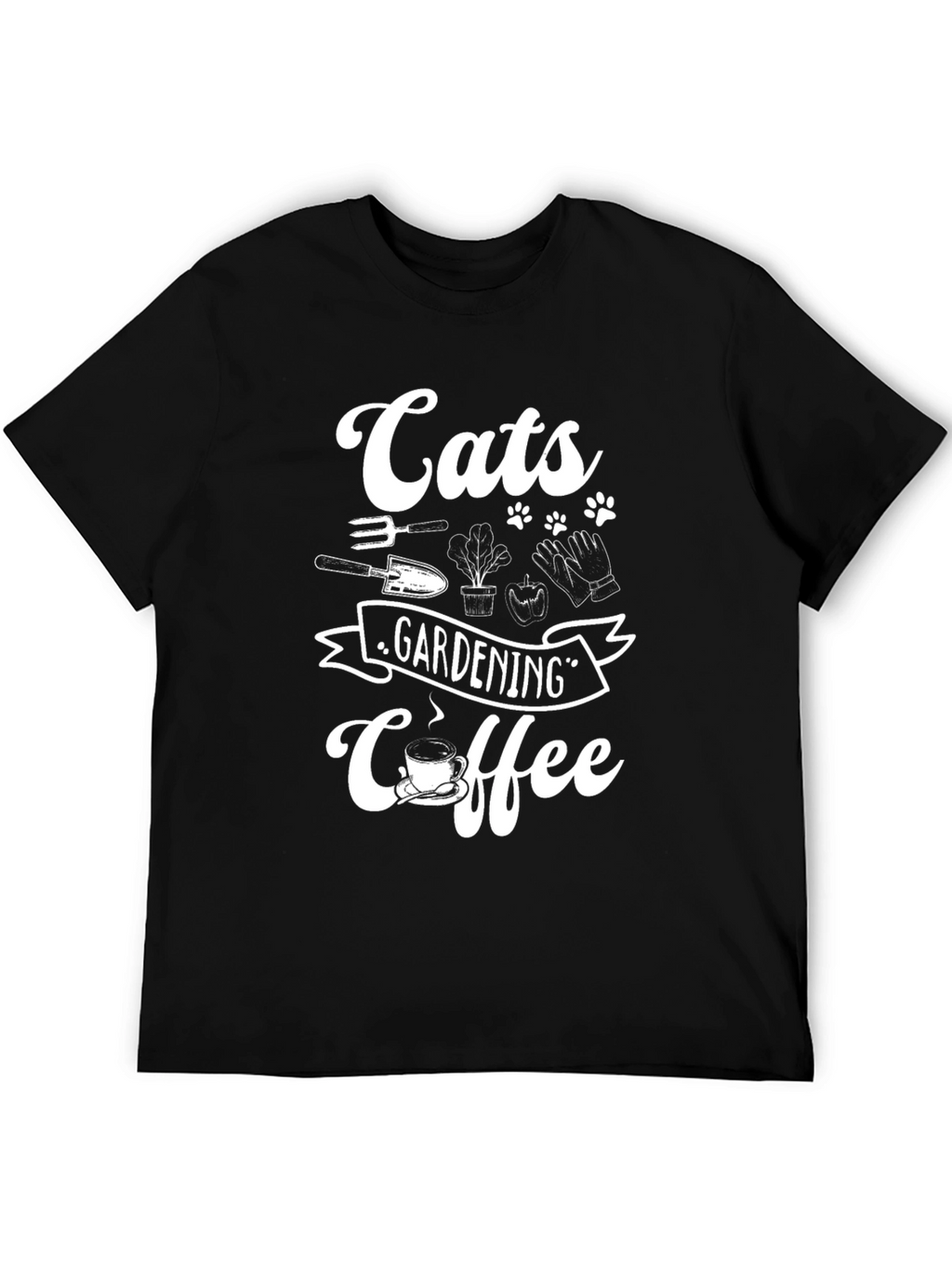 Cats Gardening Coffee Graphic T-Shirt