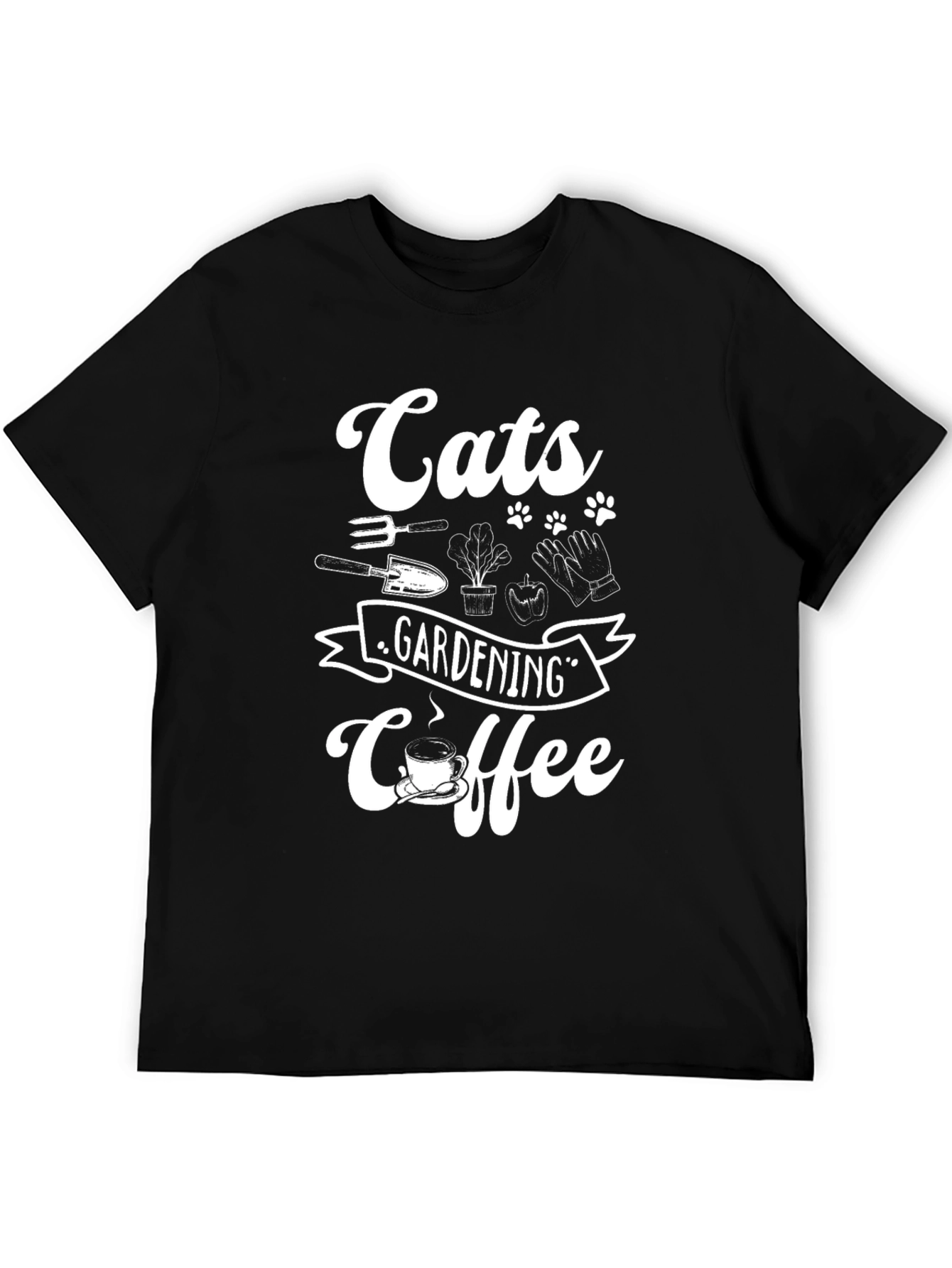 Cats Gardening Coffee Graphic T-Shirt