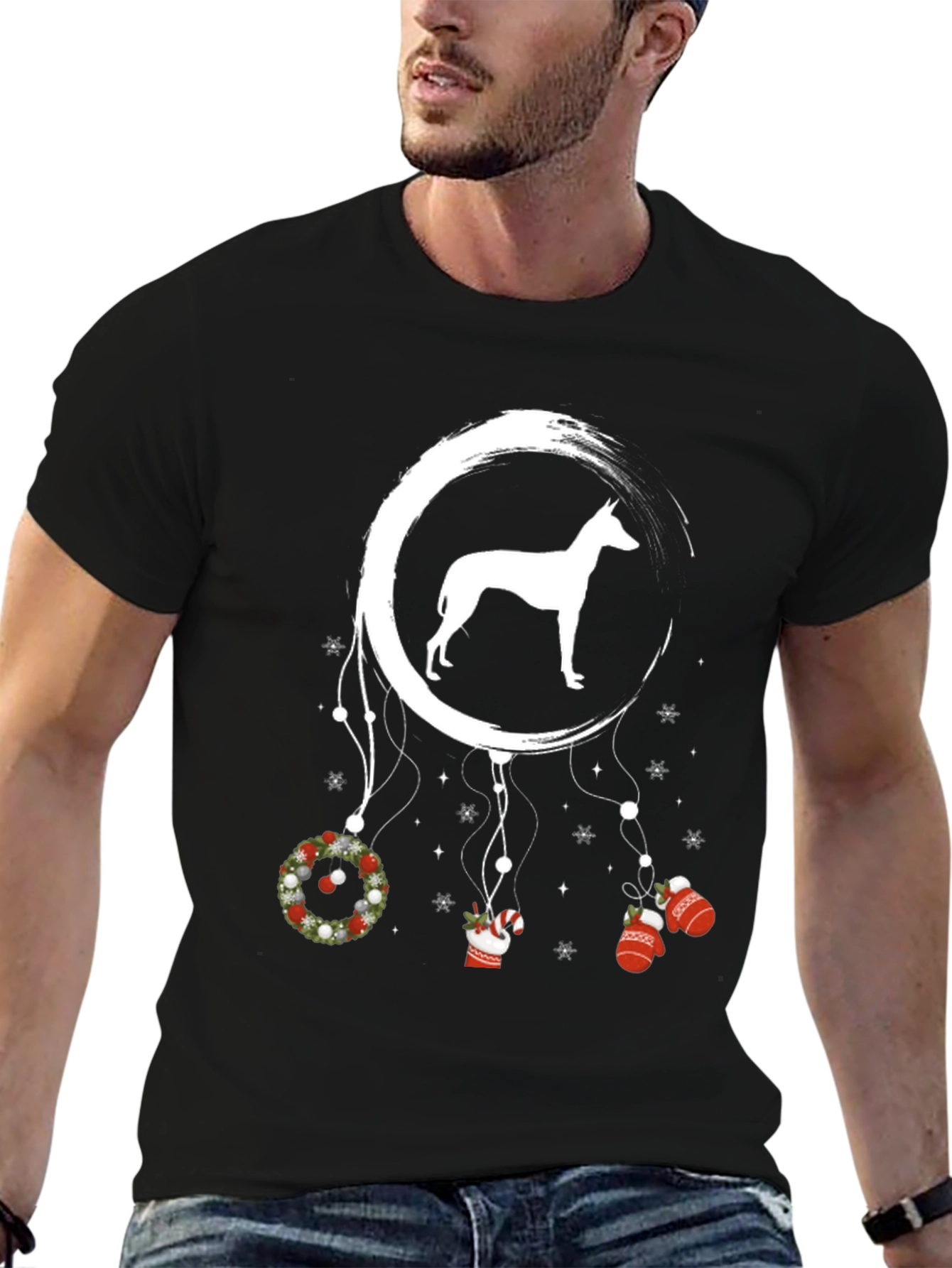 Dog Silhouette Christmas Dreamcatcher T-Shirt