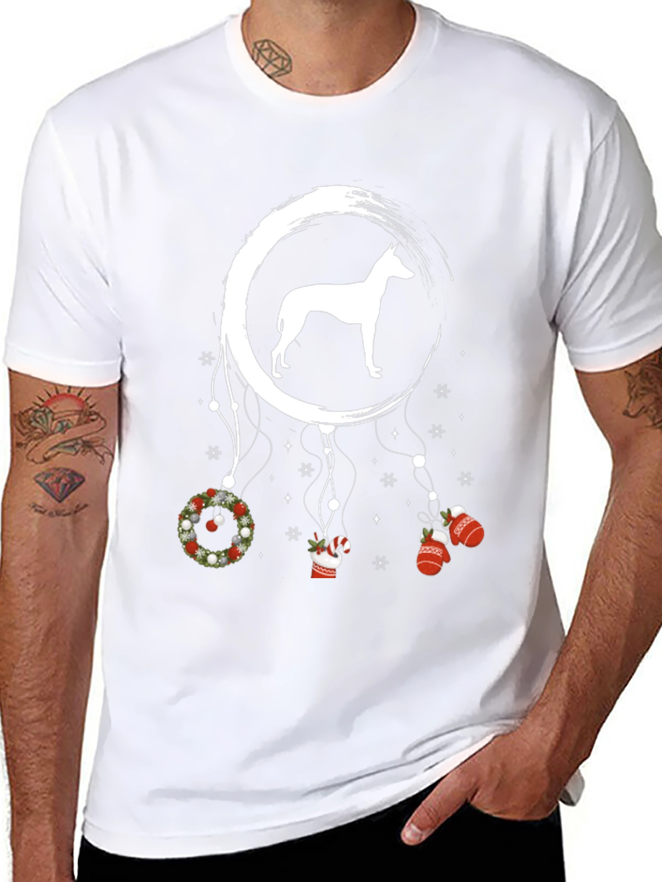Dog Silhouette Christmas Dreamcatcher T-Shirt