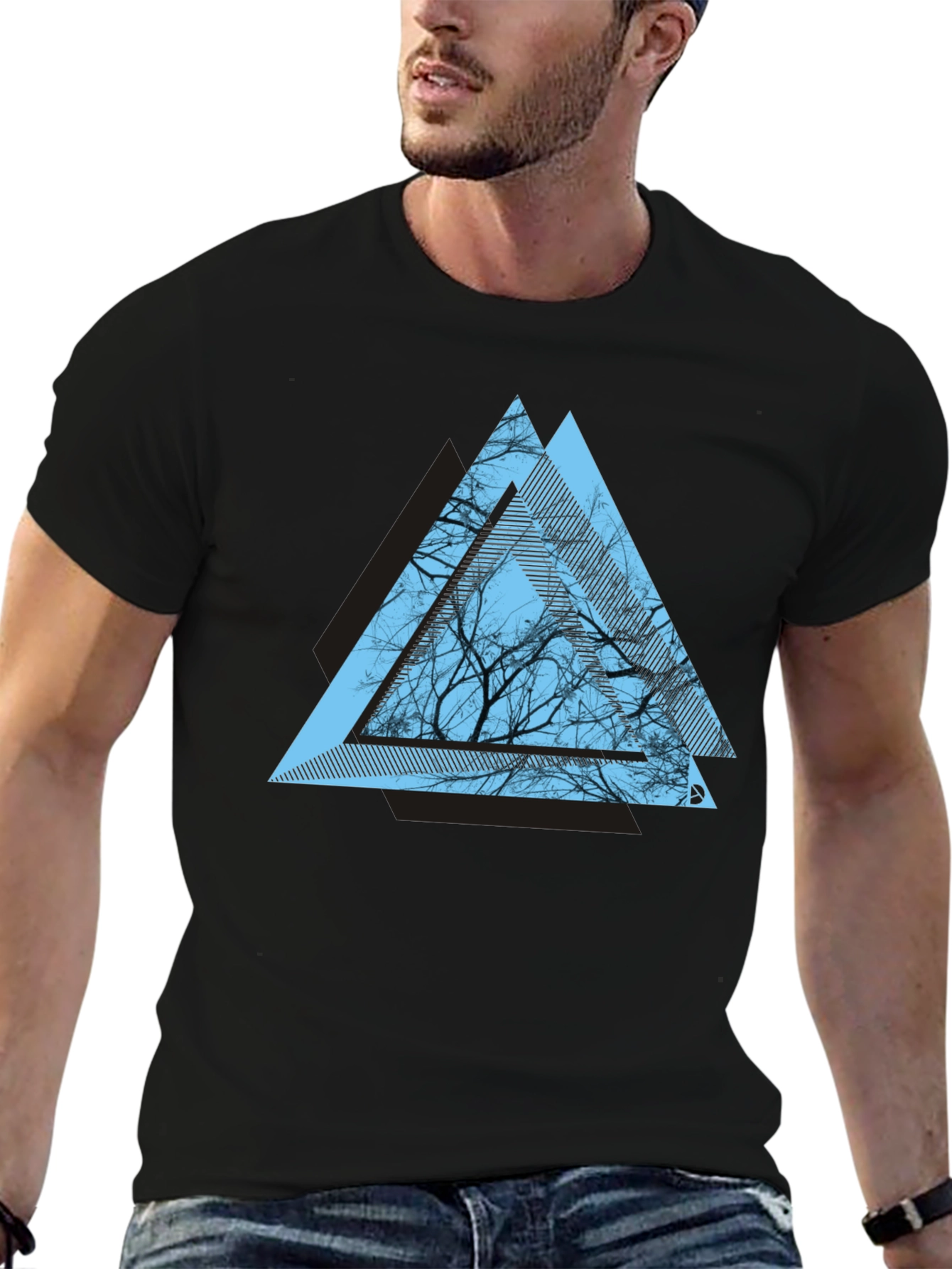 Geometric Tree Graphic Tee - Modern Mens T-Shirt