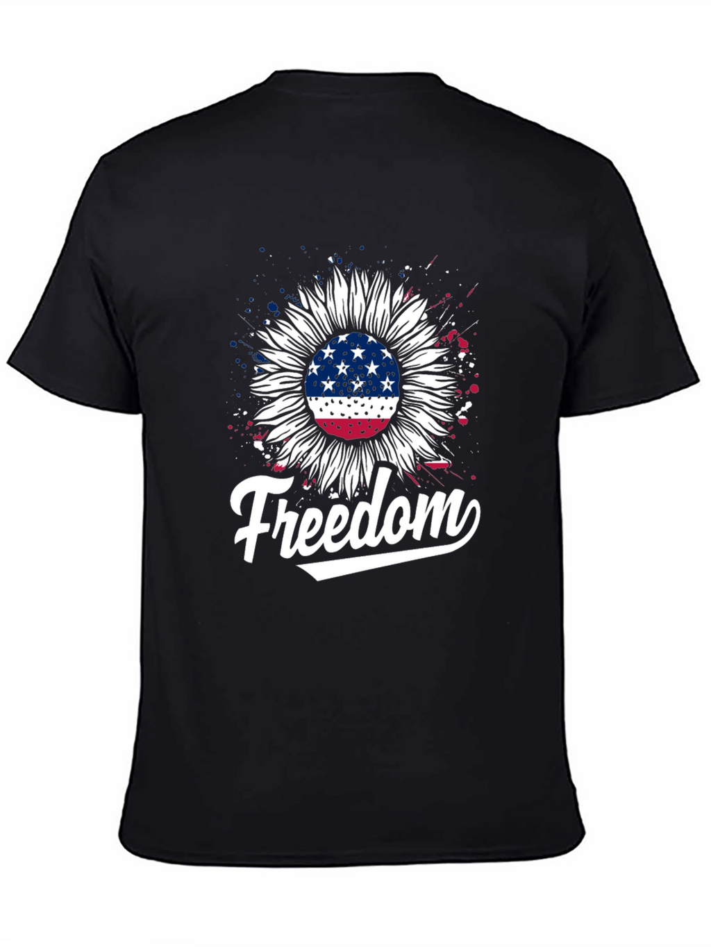 Freedom Sunflower American Flag Graphic T-Shirt