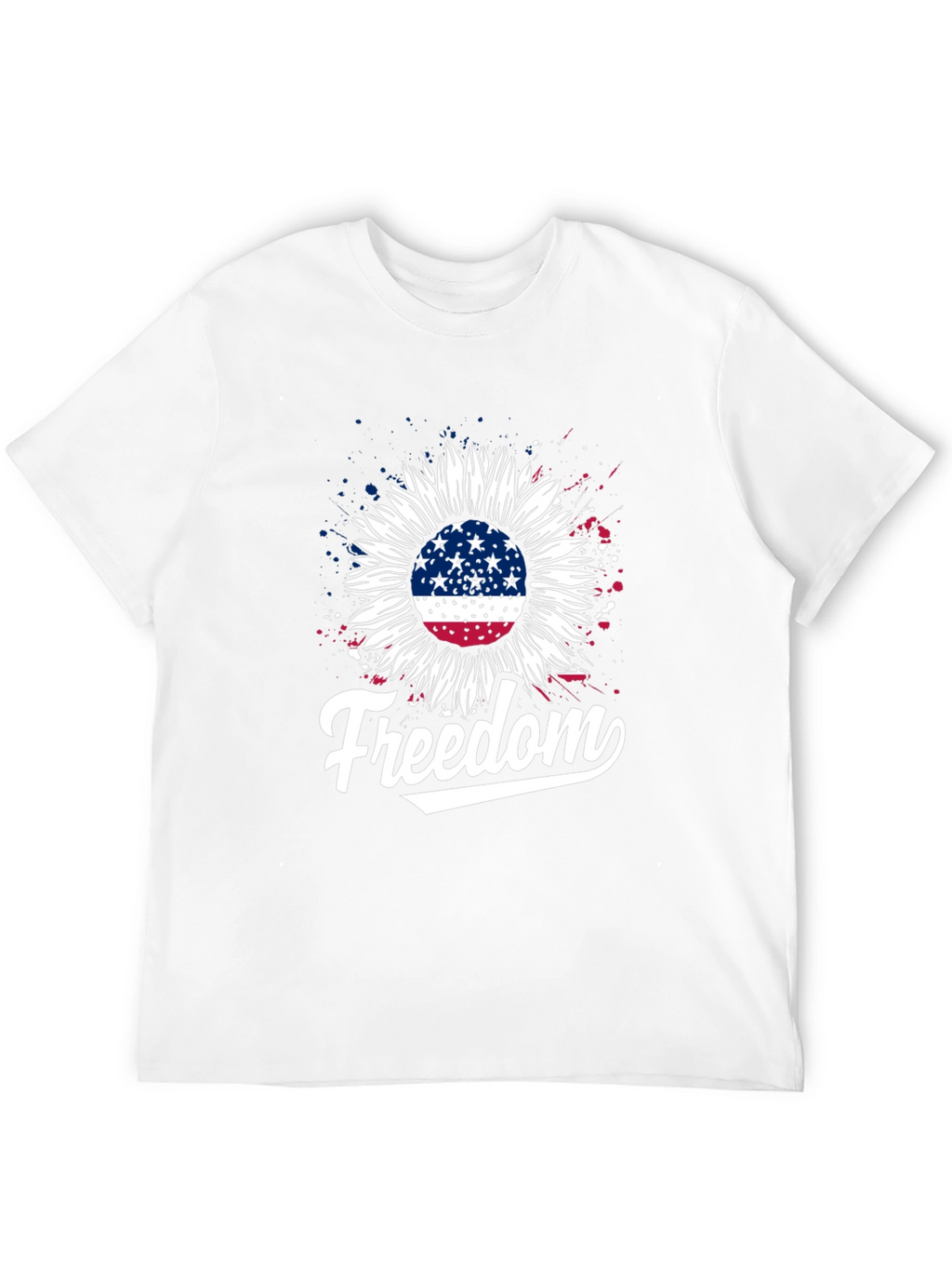 Freedom Sunflower American Flag Graphic T-Shirt