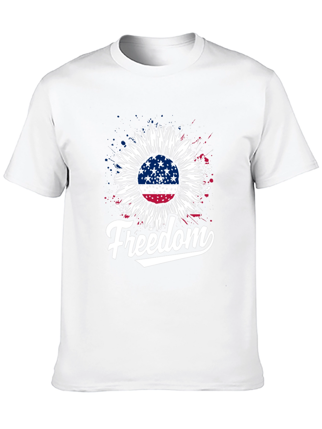 Freedom Sunflower American Flag Graphic T-Shirt