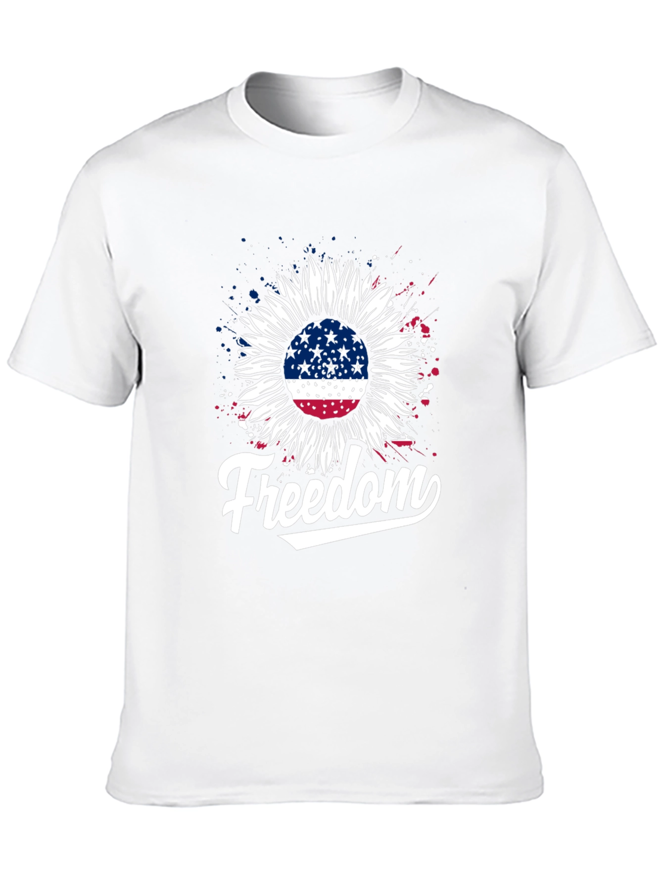 Freedom Sunflower American Flag Graphic T-Shirt