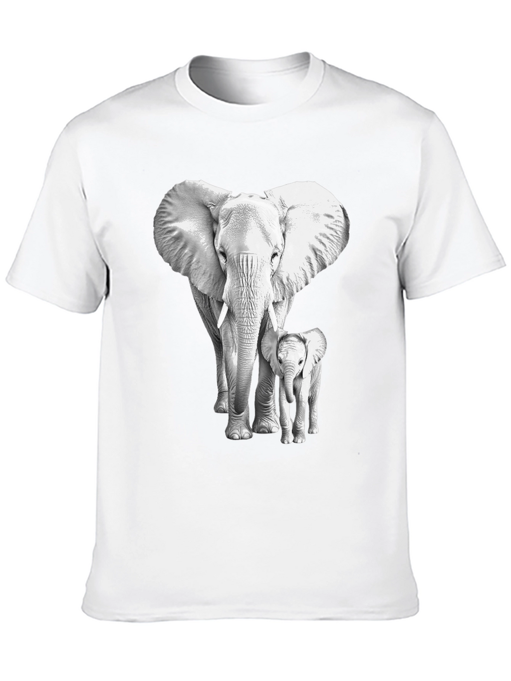 Elephant & Baby Graphic Tee - Soft Cotton Blend
