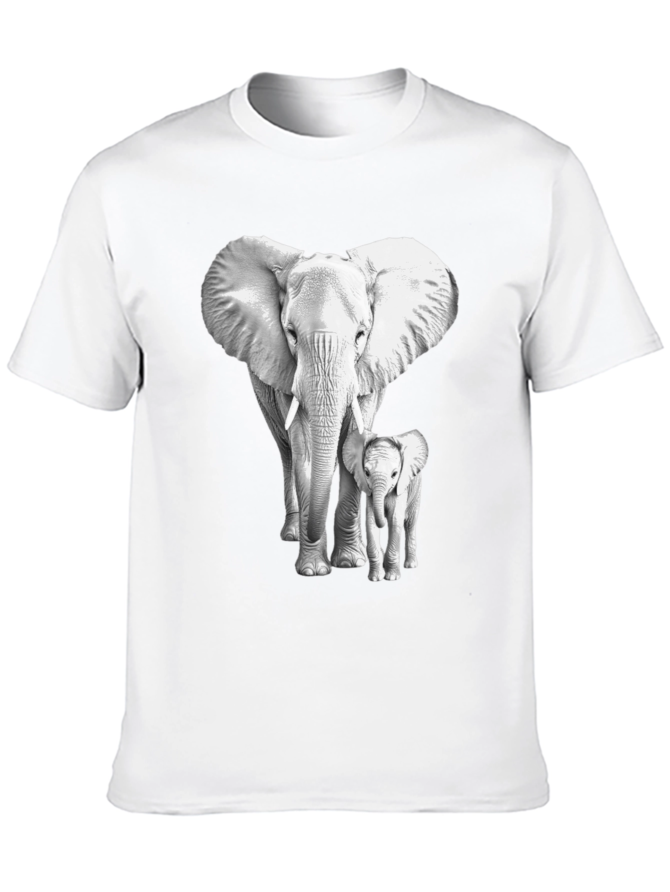 Elephant & Baby Graphic Tee - Soft Cotton Blend