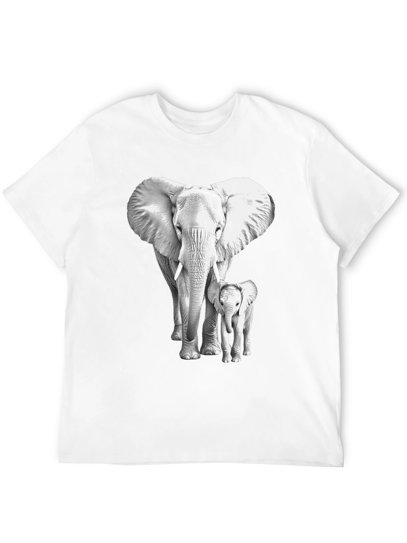 Elephant & Baby Graphic Tee - Soft Cotton Blend