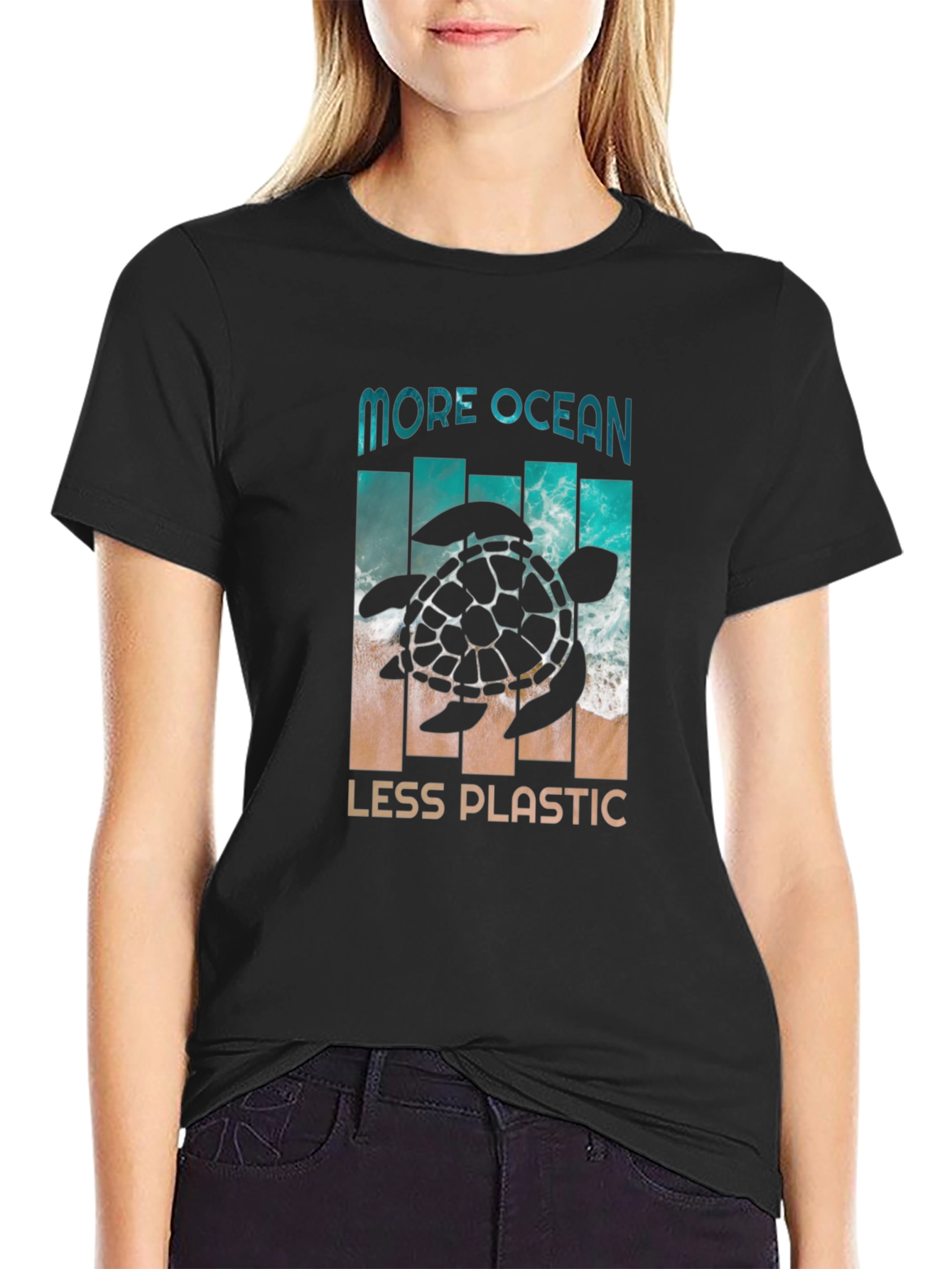 More Ocean Less Plastic Turtle Graphic Tee