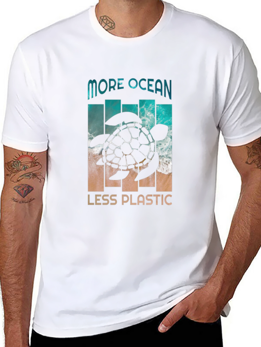 More Ocean Less Plastic Turtle Graphic Tee