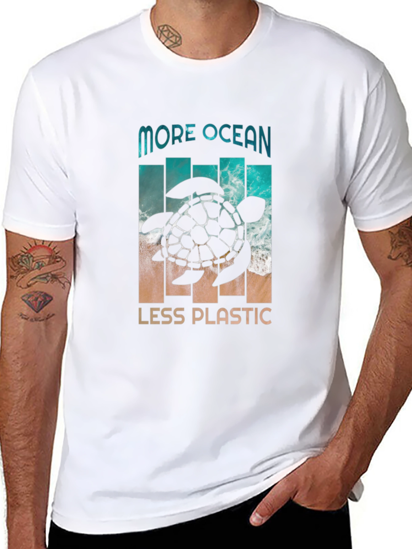 More Ocean Less Plastic Turtle Graphic Tee