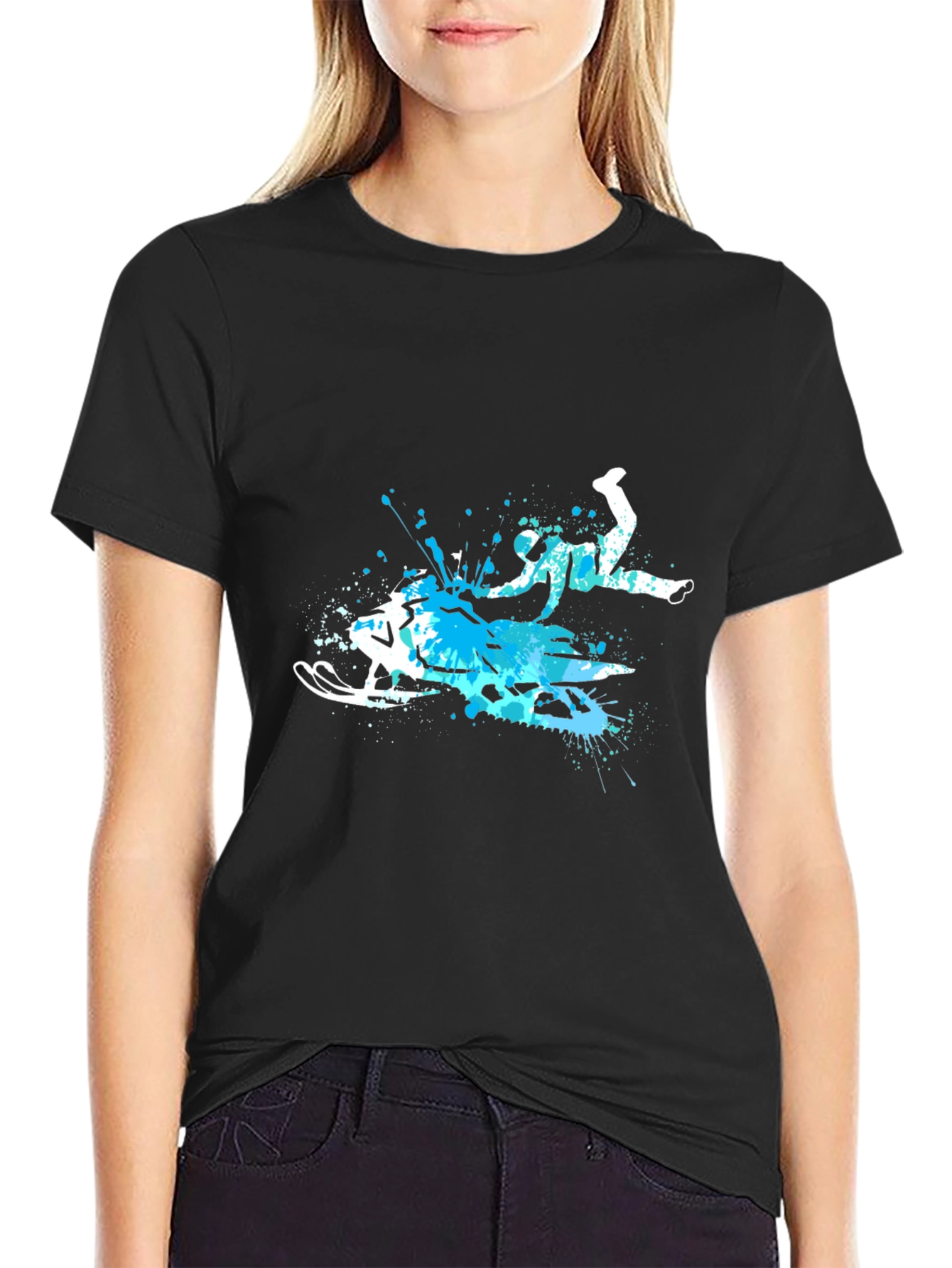 Snowmobile Splash Art Graphic Tee - Cool Sport T-Shirt