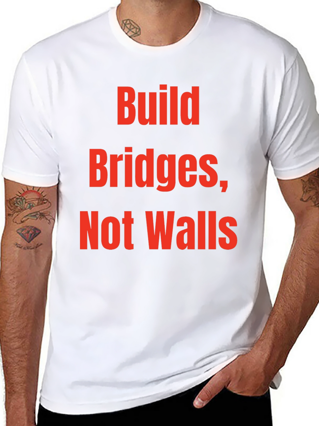 Build Bridges Not Walls Graphic Tee - Black