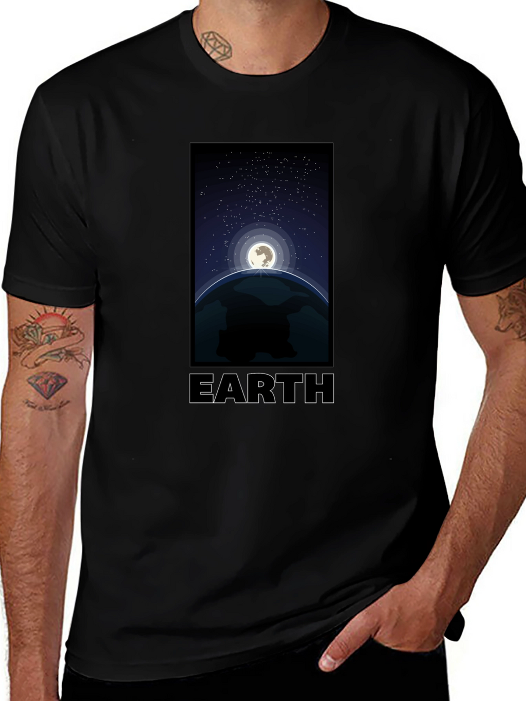 Earth Graphic T-Shirt - Night Sky Design