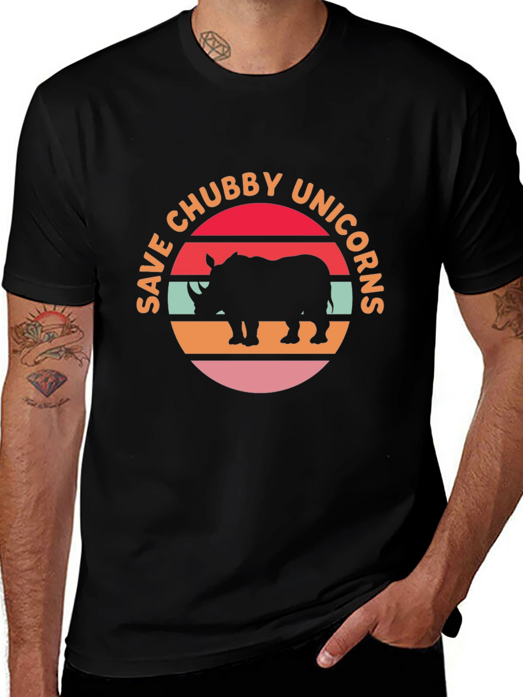 Save Chubby Unicorns Retro Graphic T-Shirt