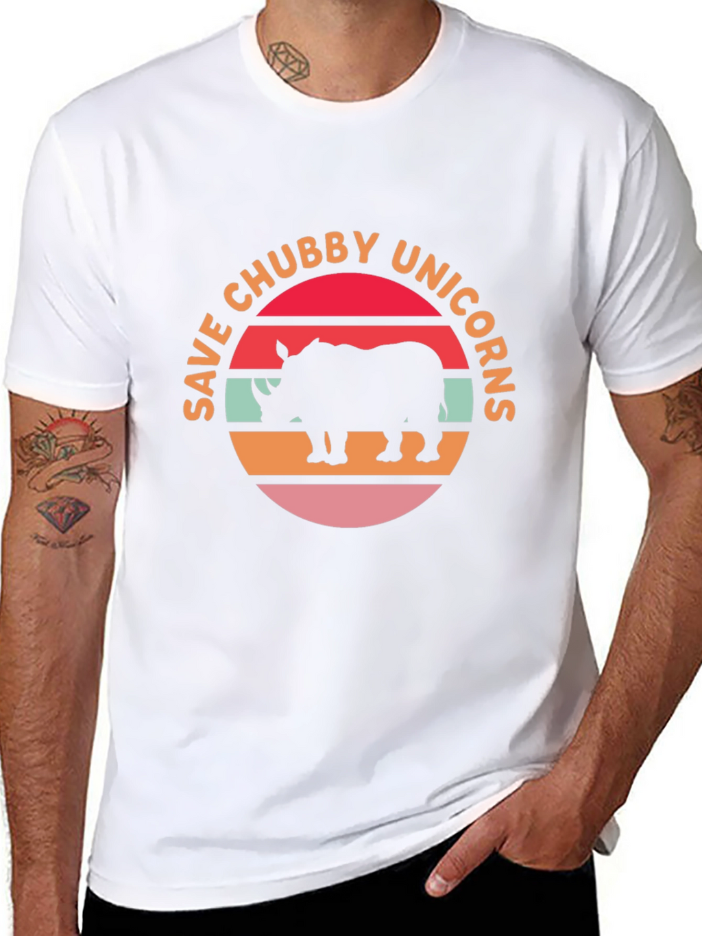 Save Chubby Unicorns Retro Graphic T-Shirt