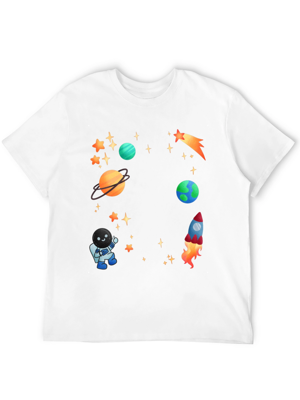 Space Adventure T-Shirt: Planets Rocket & Astronaut