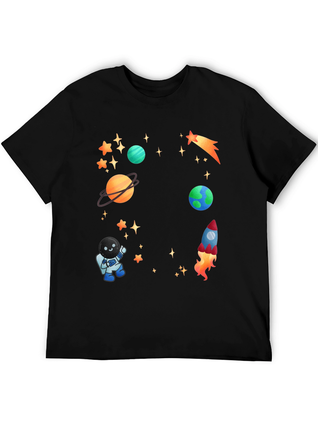 Space Adventure T-Shirt: Planets Rocket & Astronaut