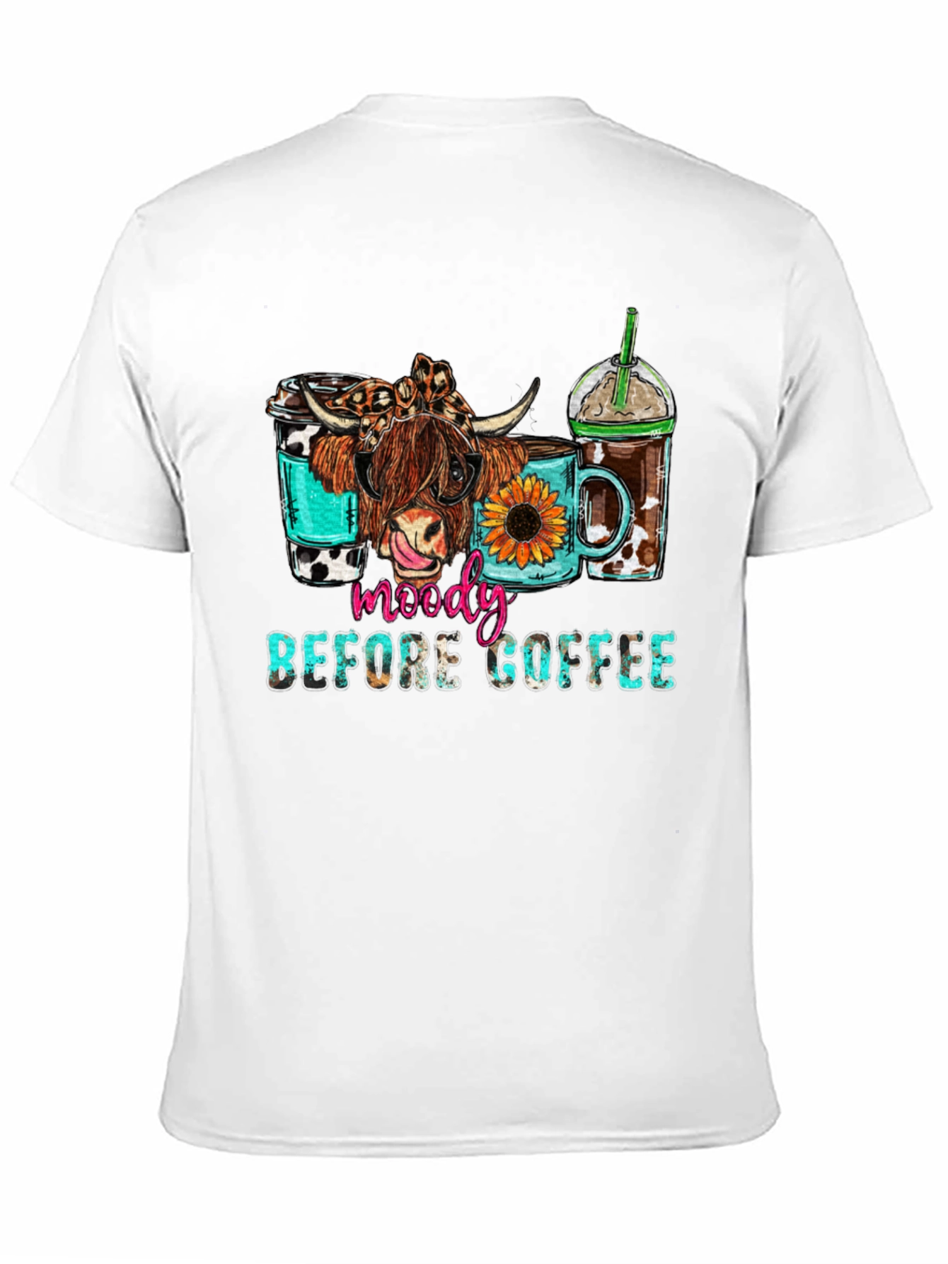 Moody Before Coffee Highland Cow Graphic Tee