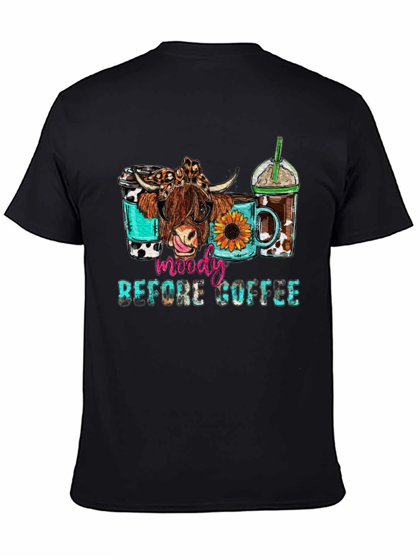 Moody Before Coffee Highland Cow Graphic Tee