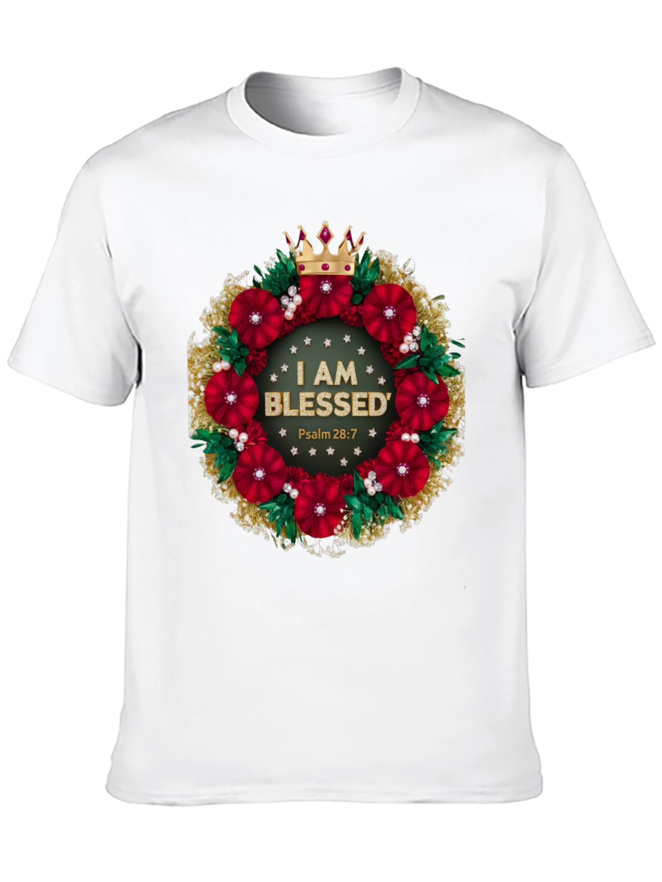 Blessed Floral Wreath Graphic Tee - Christian Apparel