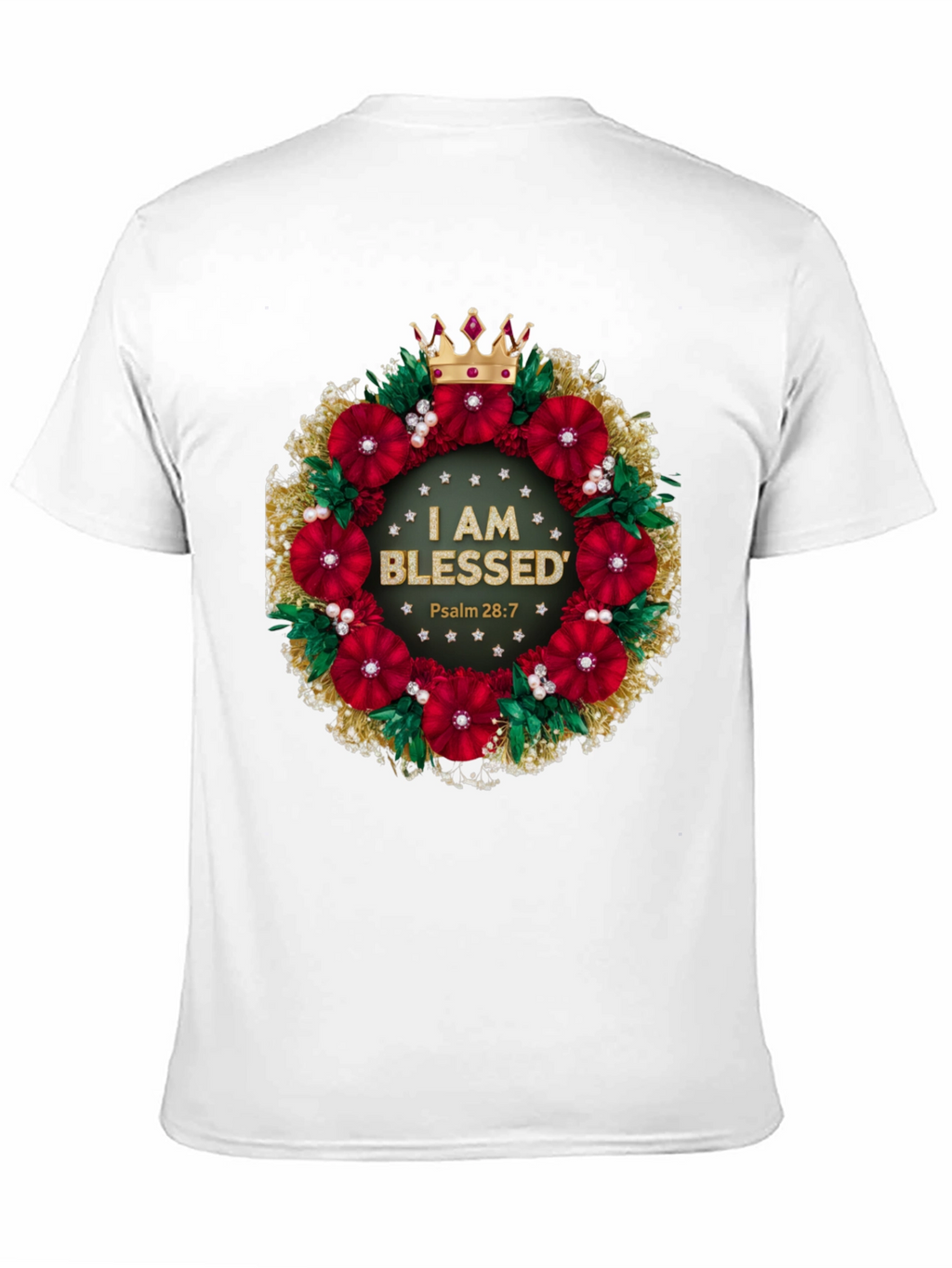 Blessed Floral Wreath Graphic Tee - Christian Apparel