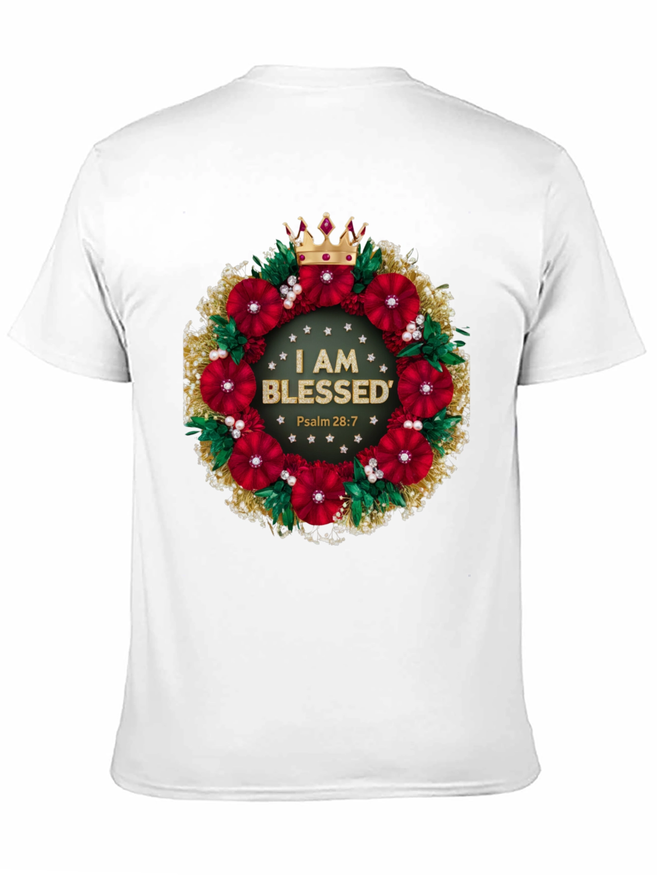 Blessed Floral Wreath Graphic Tee - Christian Apparel