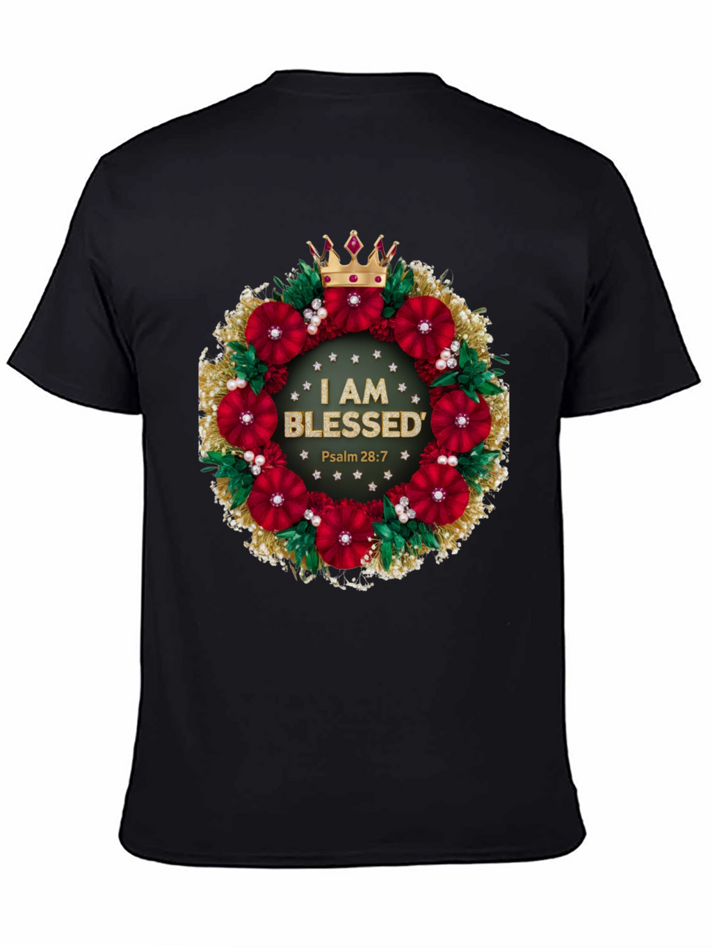 Blessed Floral Wreath Graphic Tee - Christian Apparel