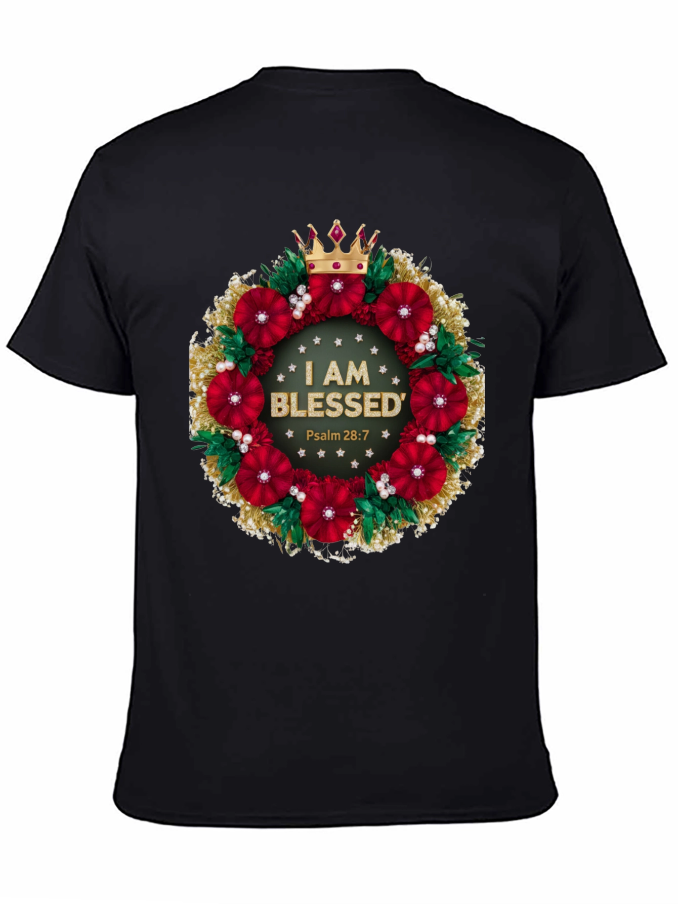 Blessed Floral Wreath Graphic Tee - Christian Apparel