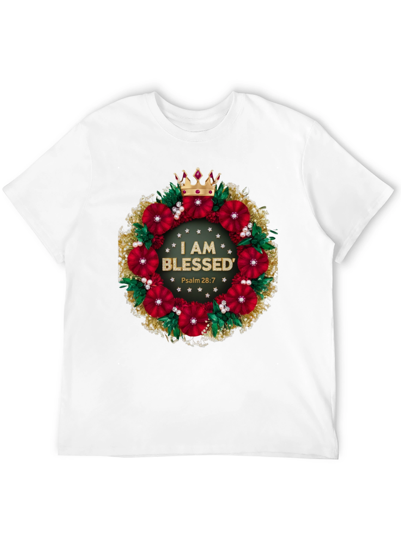 Blessed Floral Wreath Graphic Tee - Christian Apparel