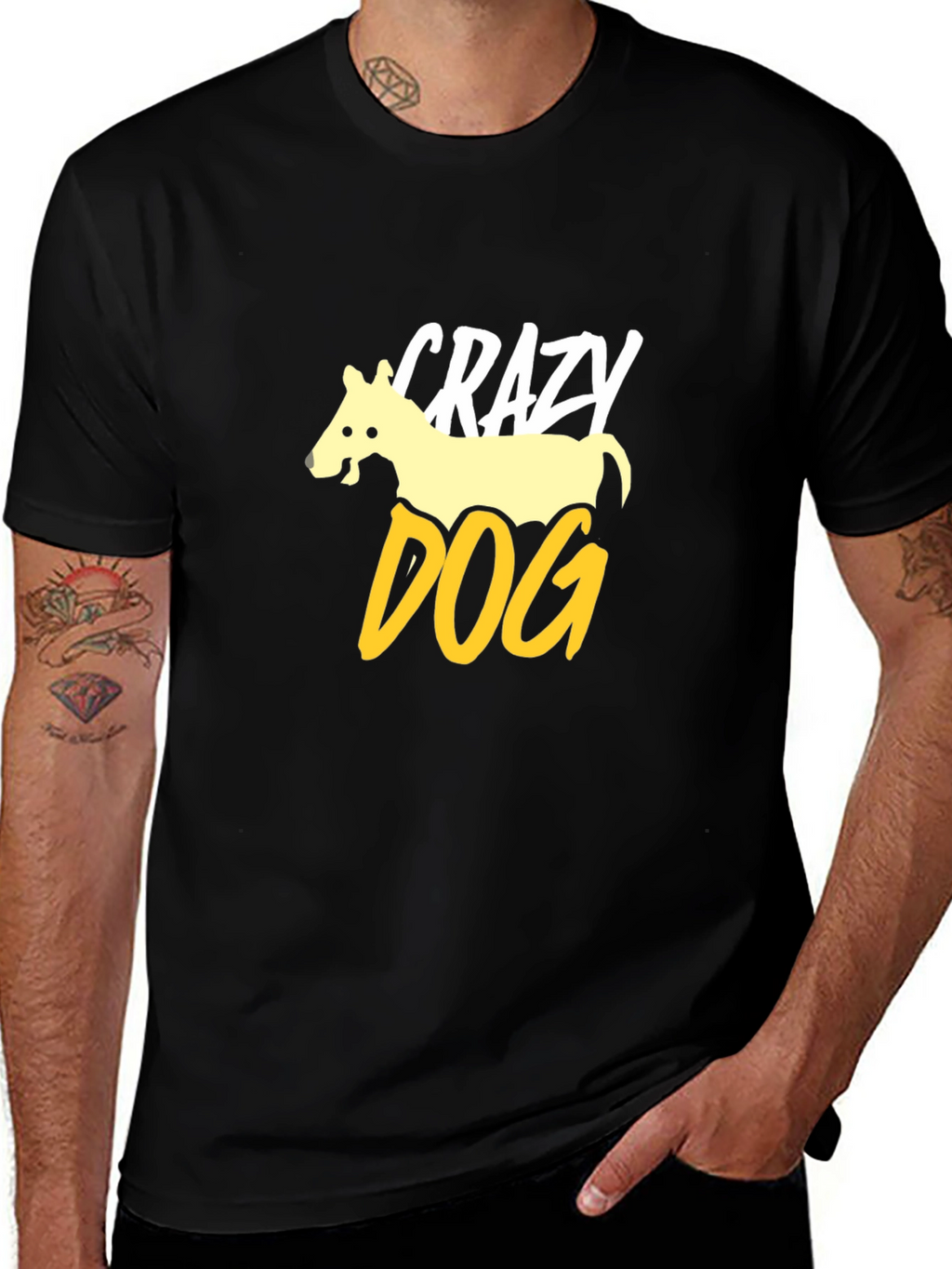 Crazy Dog Graphic Tee - Mens Black T-Shirt