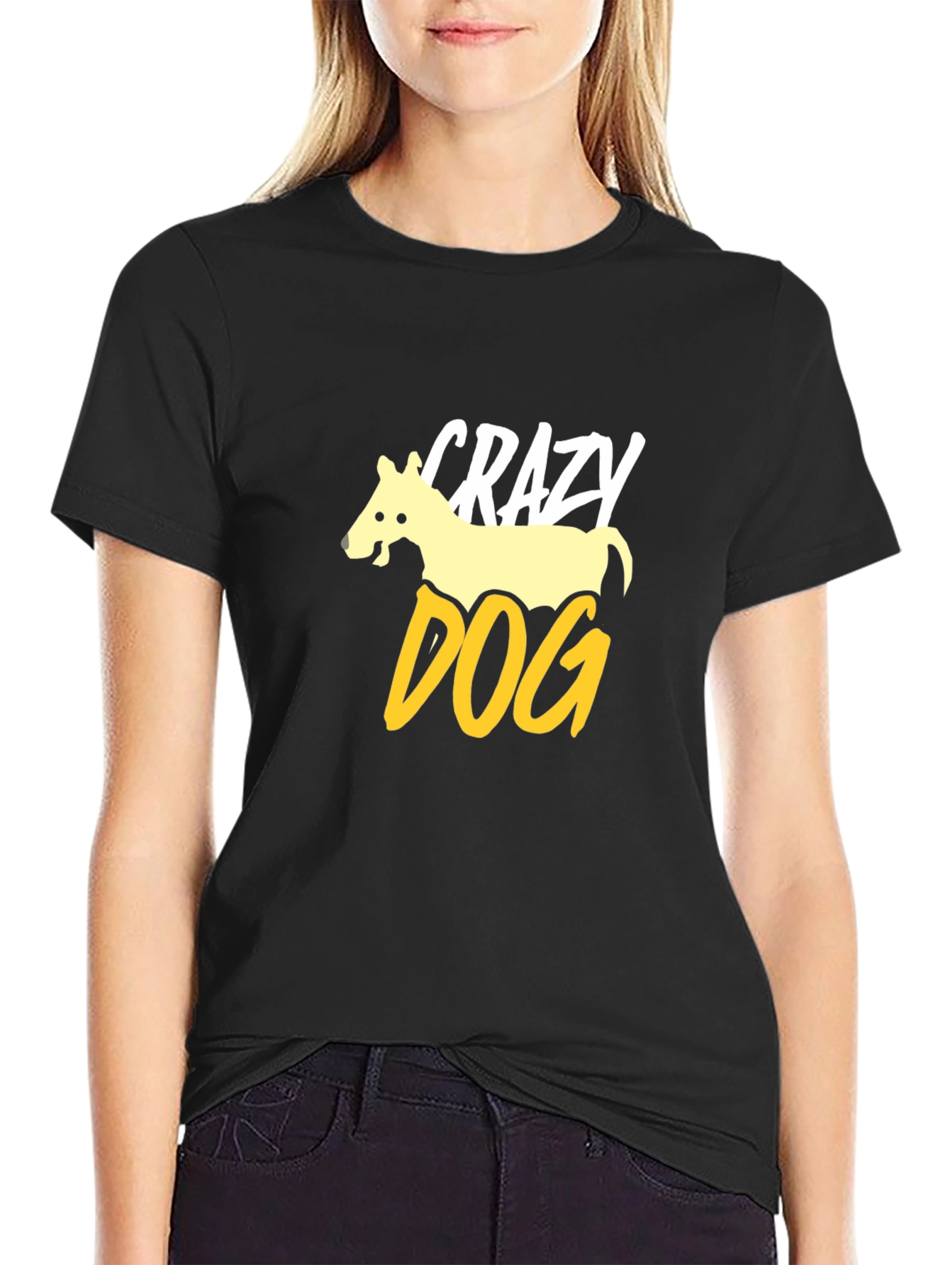 Crazy Dog Graphic Tee - Mens Black T-Shirt