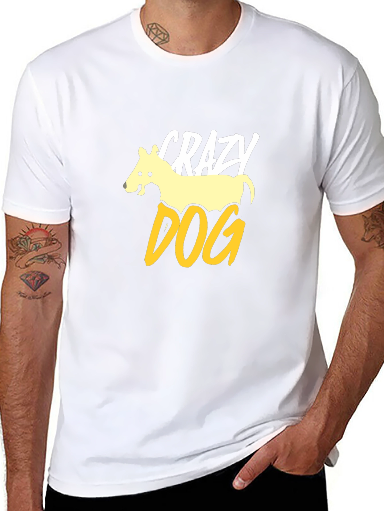 Crazy Dog Graphic Tee - Mens Black T-Shirt