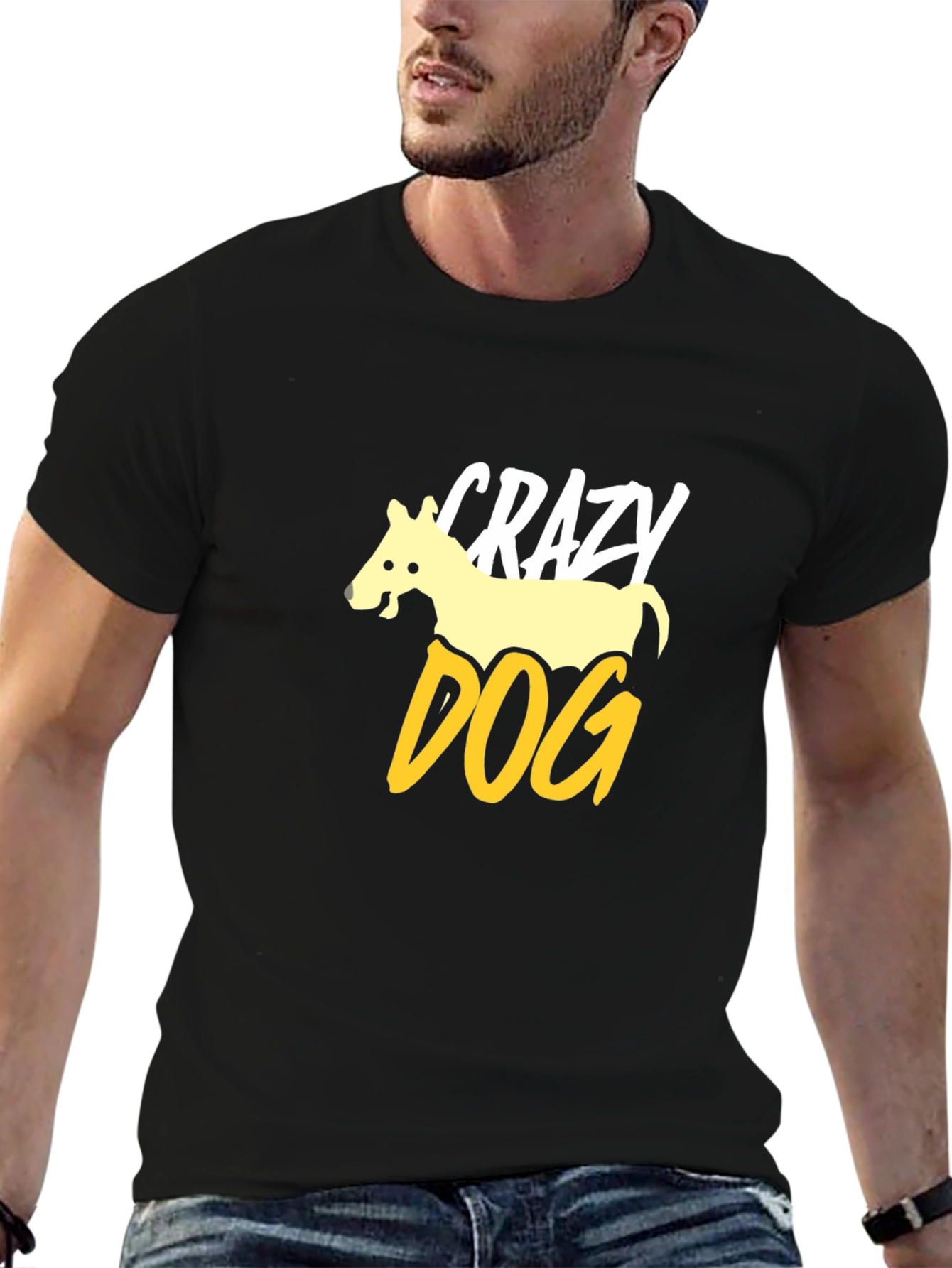 Crazy Dog Graphic Tee - Mens Black T-Shirt