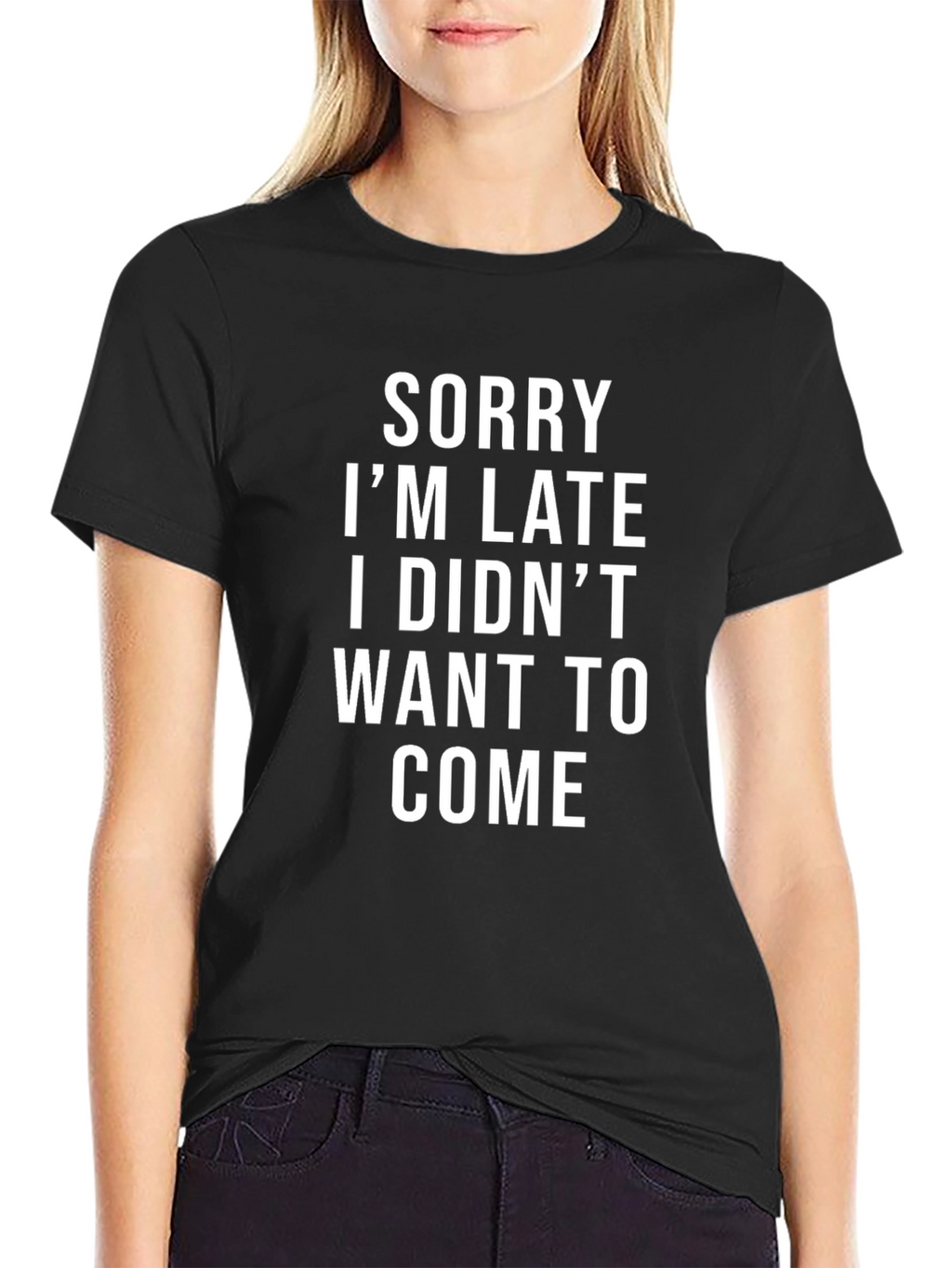 Sorry Im Late Graphic Tee - Black