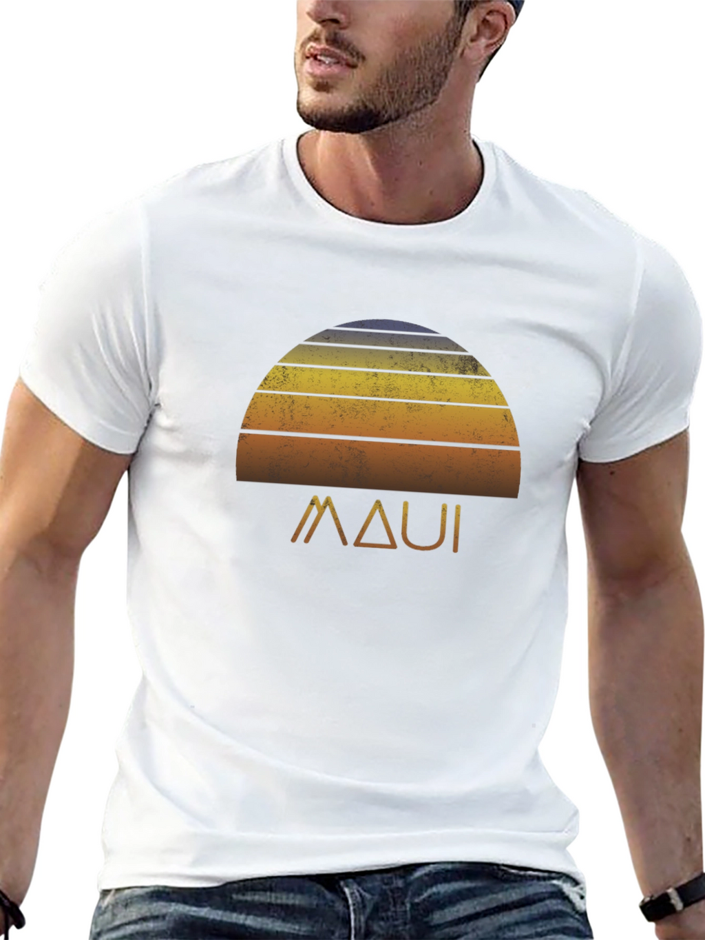 Maui Sunset Graphic Tee - Retro Style Black T-Shirt