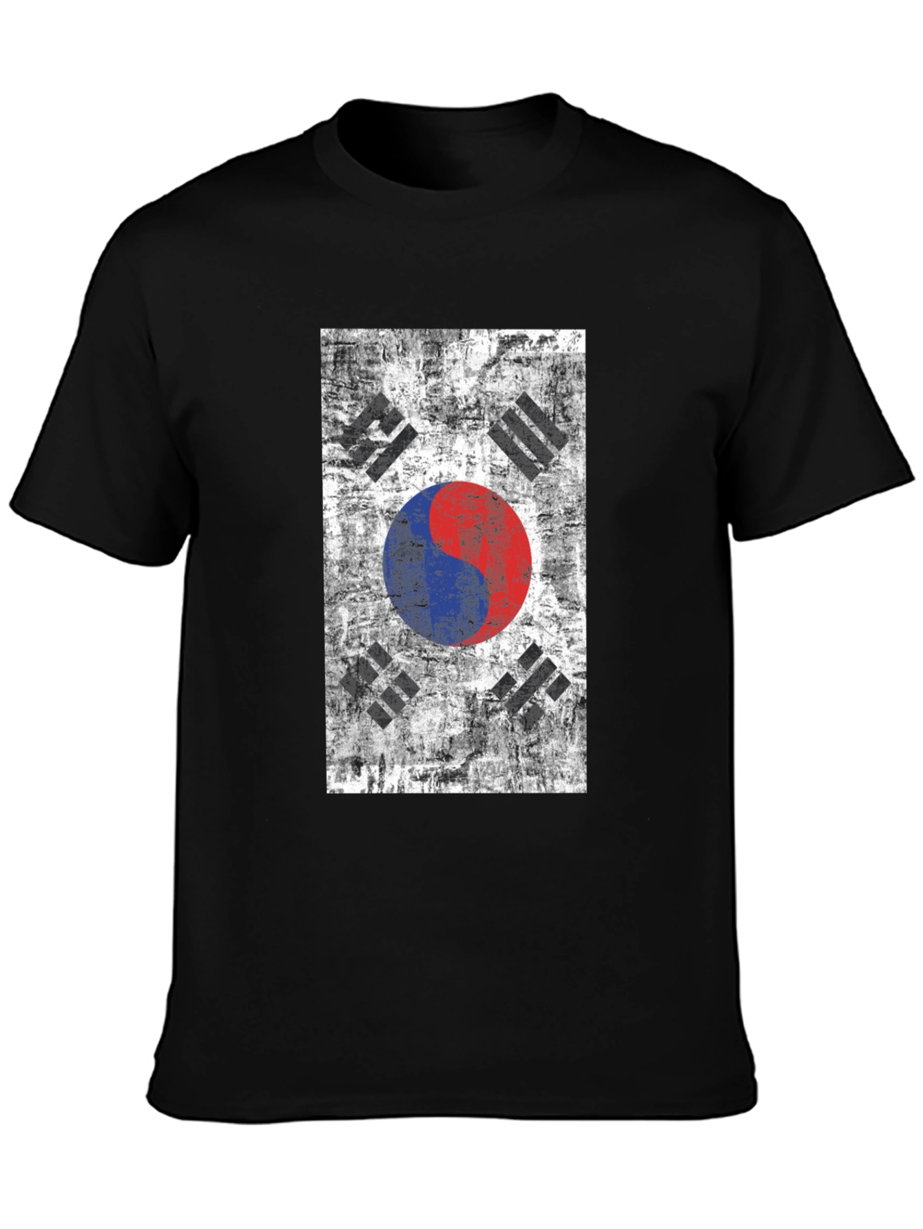 South Korean Flag Grunge Style Black T-Shirt