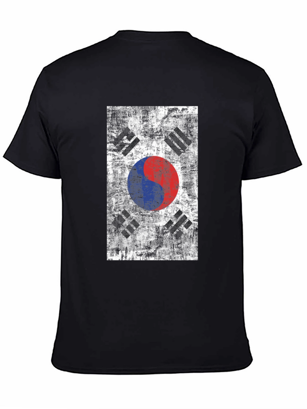 South Korean Flag Grunge Style Black T-Shirt