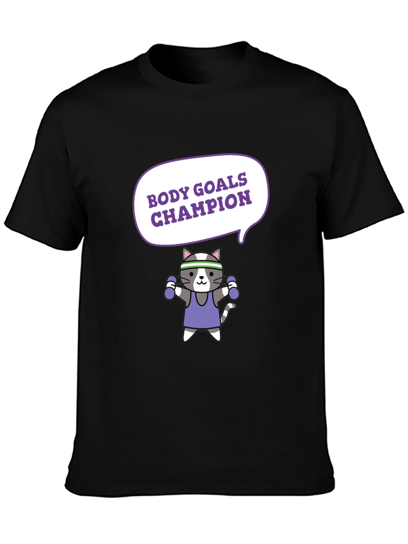 Body Goals Champion Cat Graphic Tee - Workout Motivation