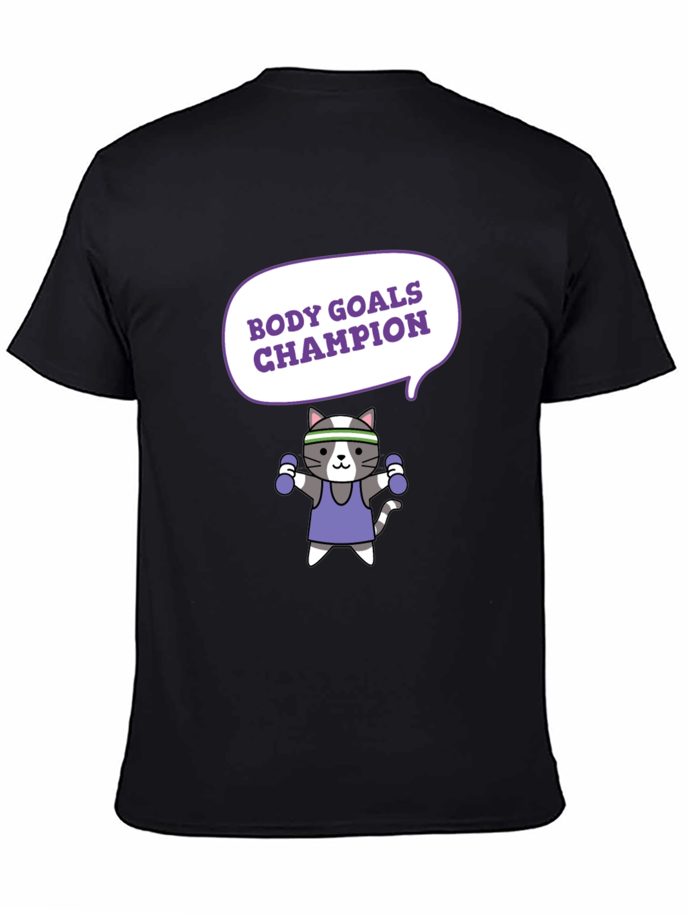 Body Goals Champion Cat Graphic Tee - Workout Motivation