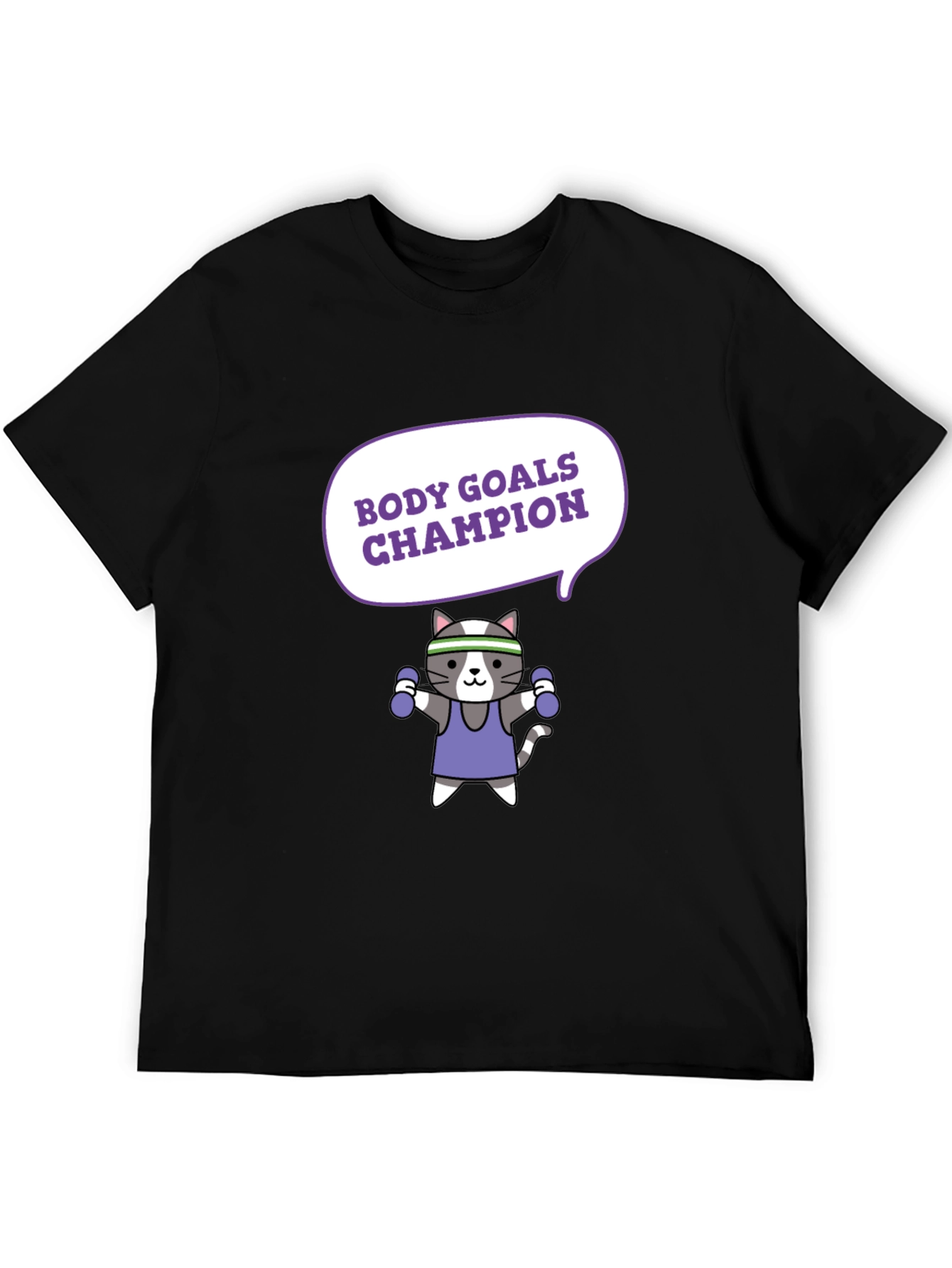 Body Goals Champion Cat Graphic Tee - Workout Motivation