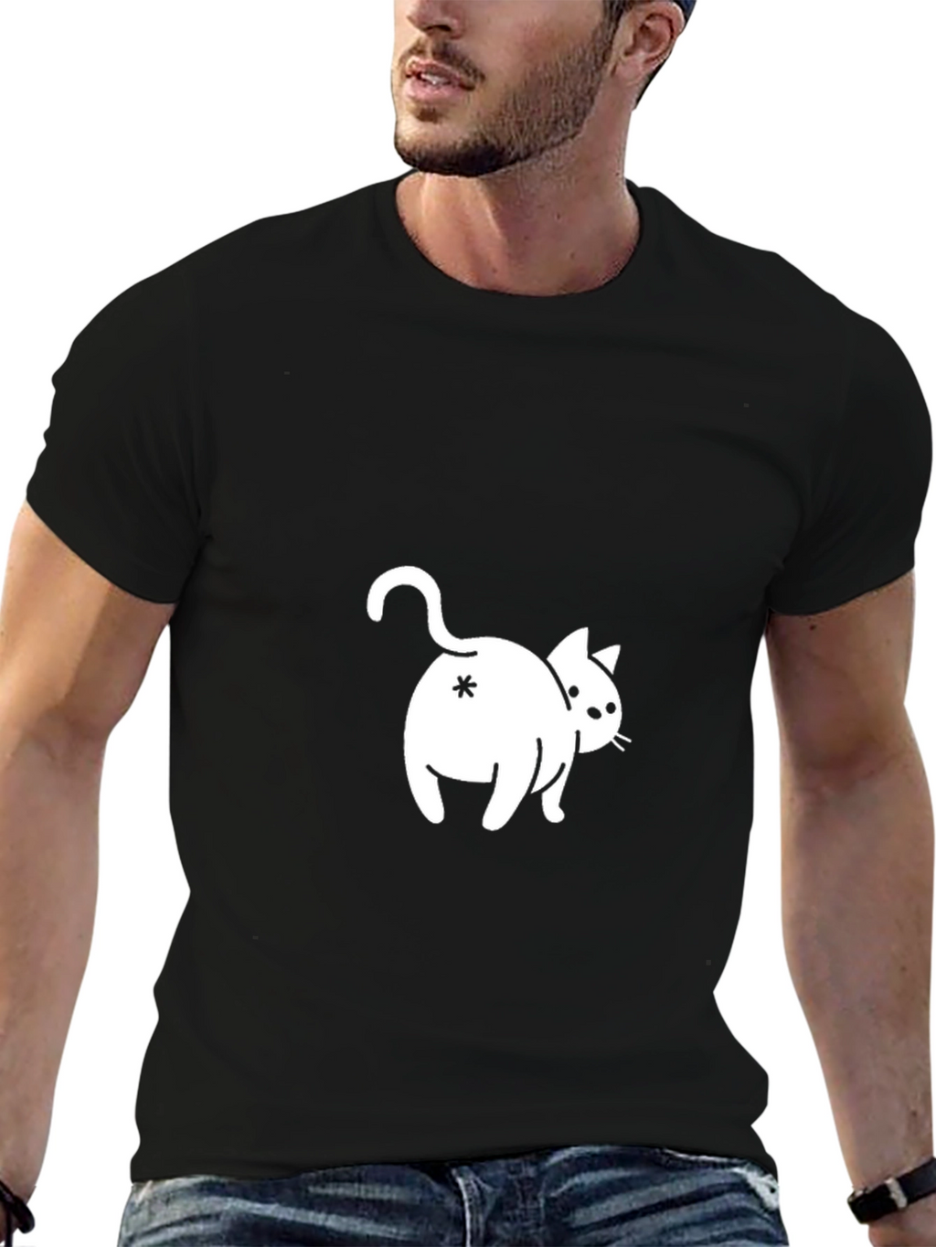 Funny Cat Butt T-Shirt - Black Cotton Tee