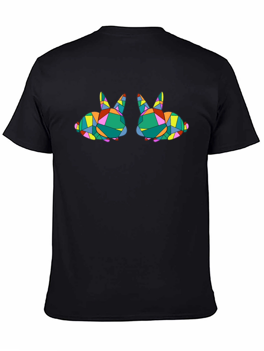 Geometric Bunny Graphic Tee - Stylish Black T-Shirt