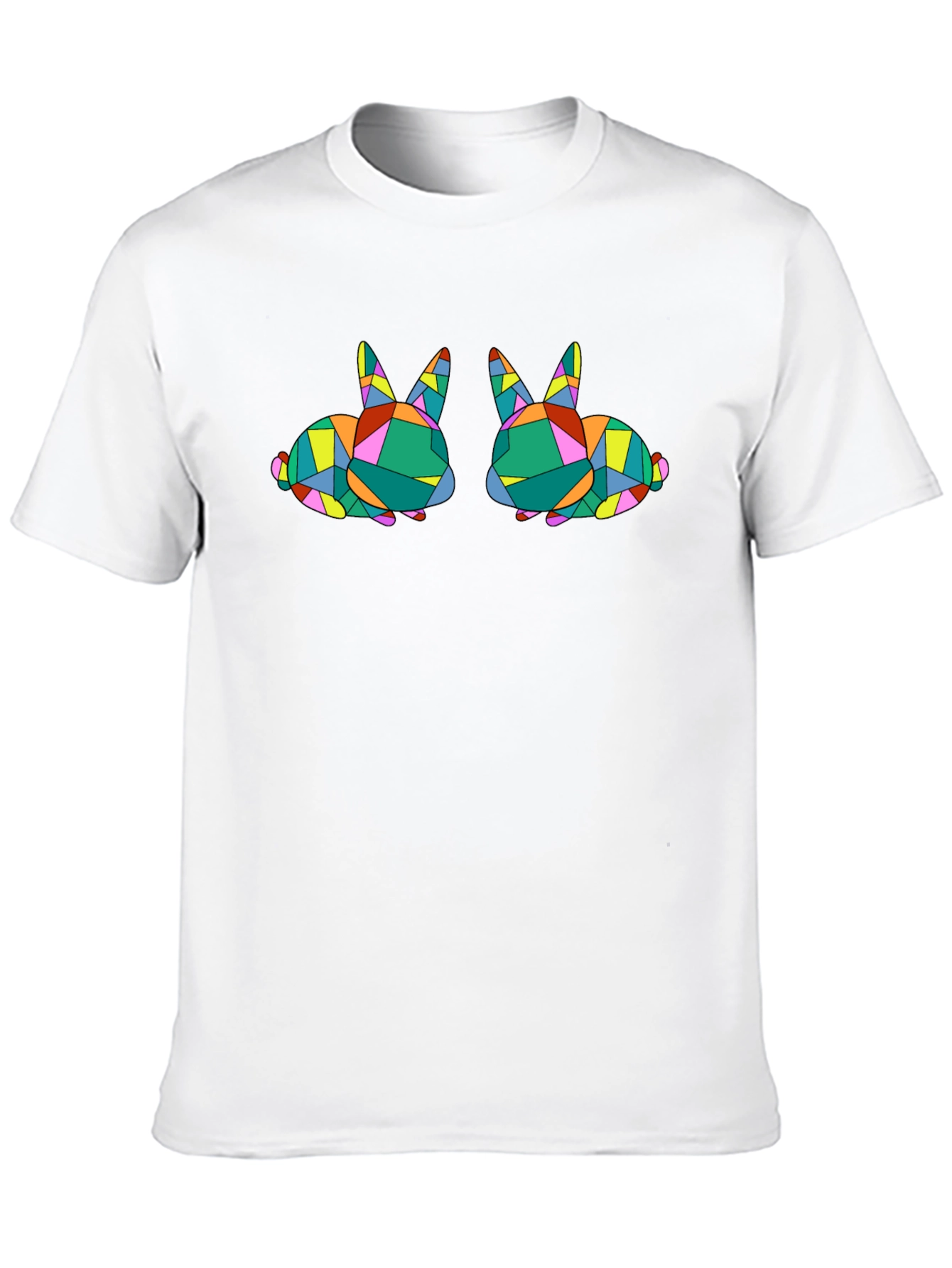 Geometric Bunny Graphic Tee - Stylish Black T-Shirt