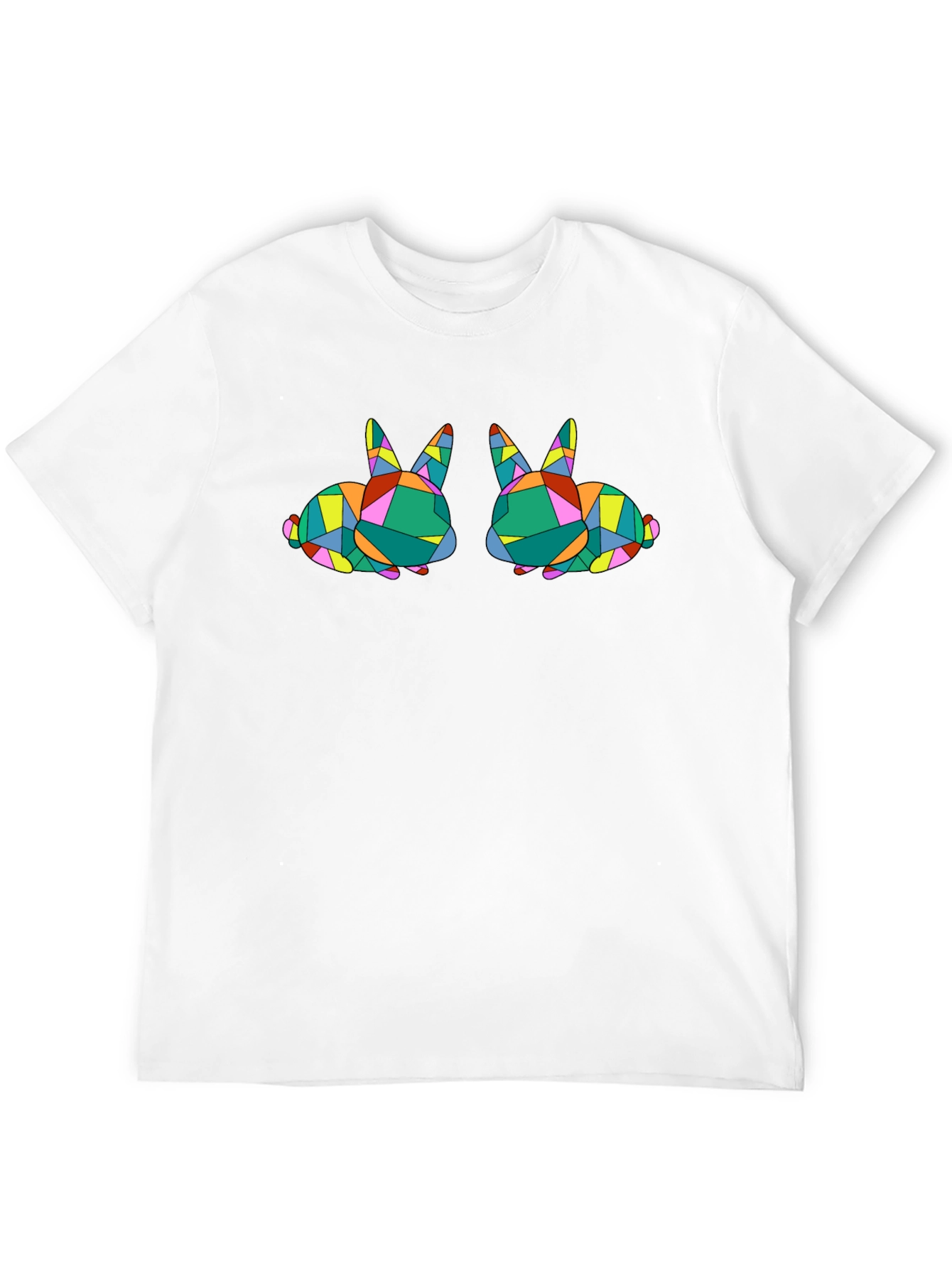 Geometric Bunny Graphic Tee - Stylish Black T-Shirt
